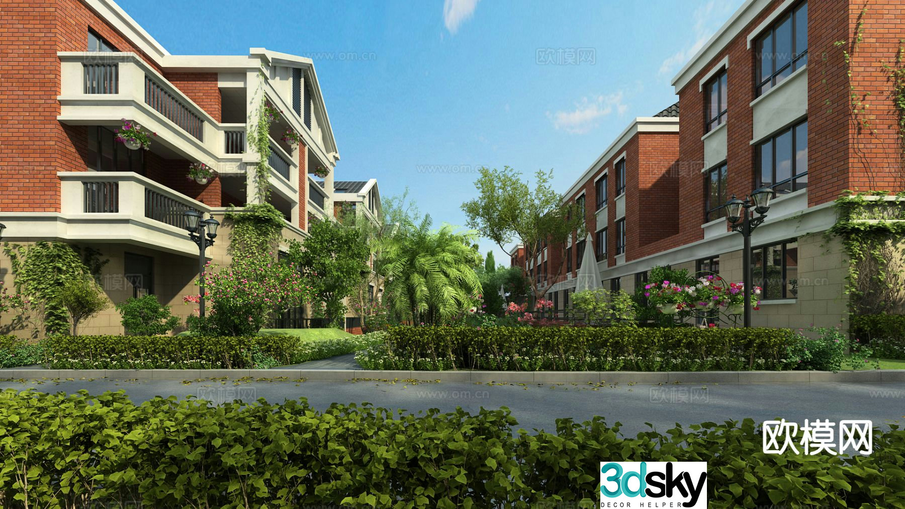 Modern garden residential landscape 3d model