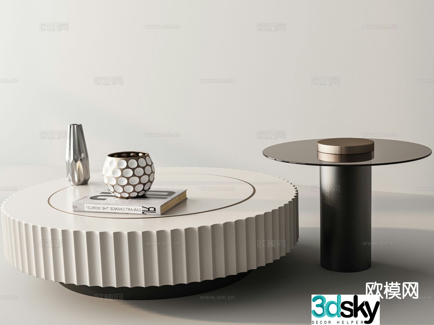 Modern double coffee table 3d model