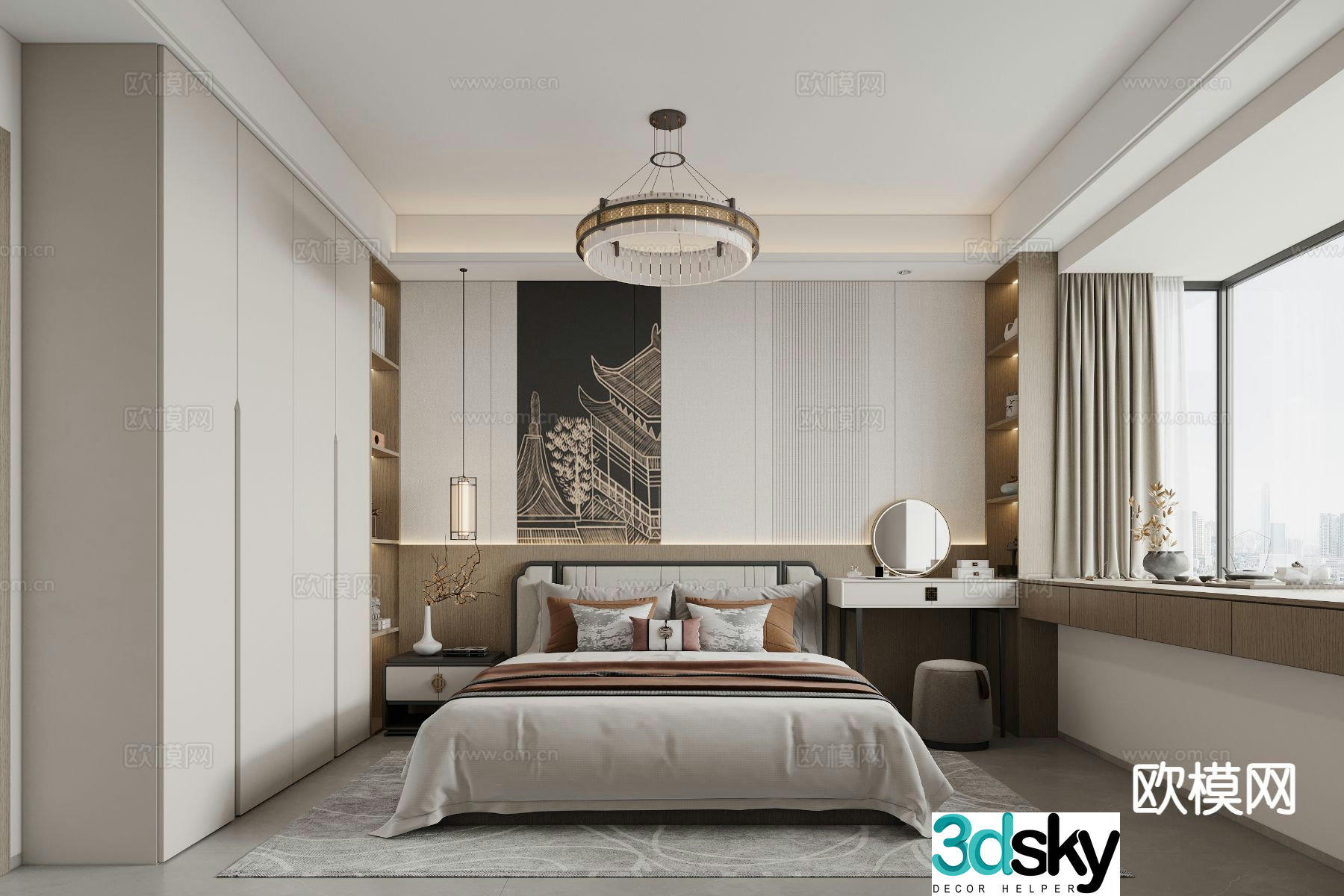 New Chinese style bedroom master bedroom 3d model