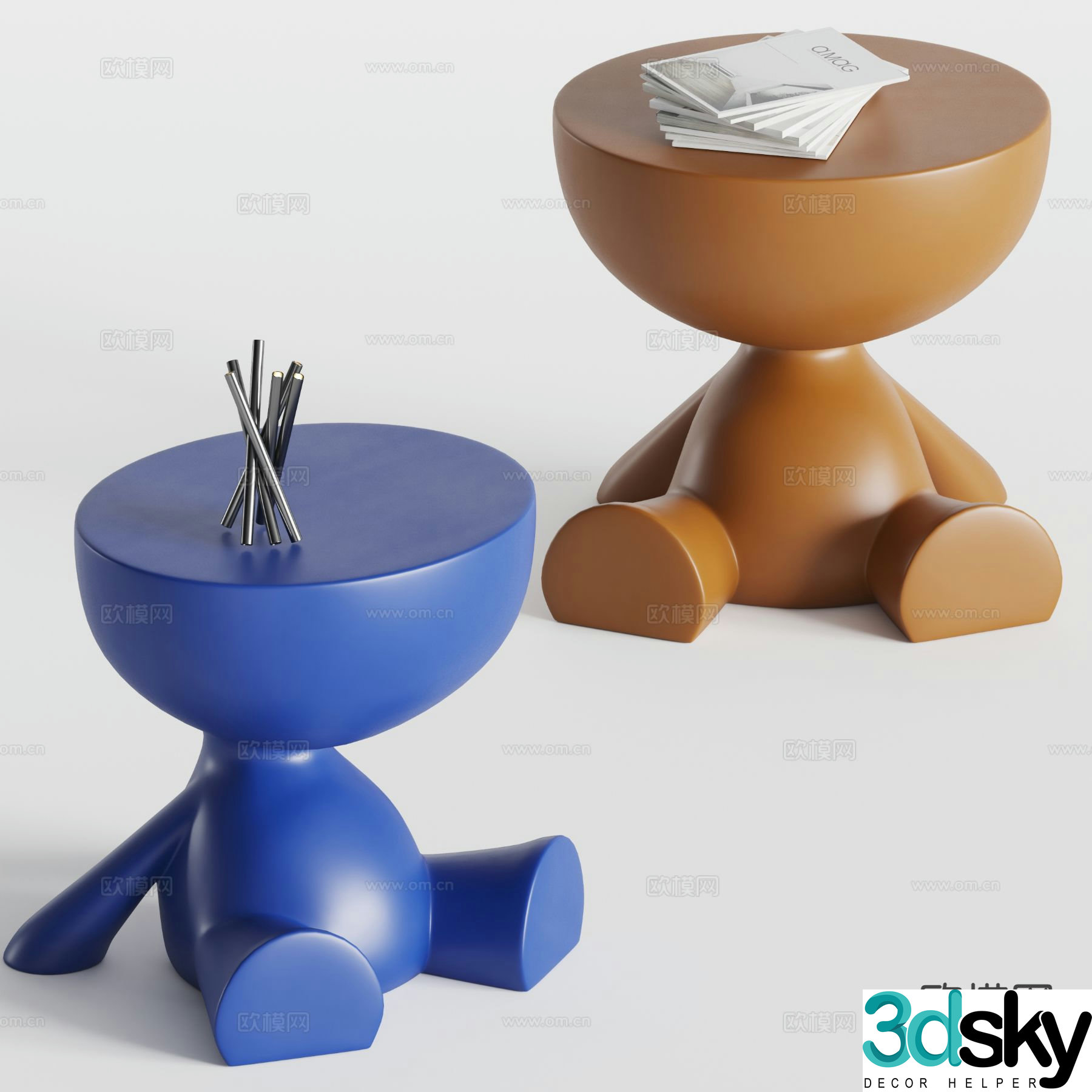 minotti round table side table 3d model