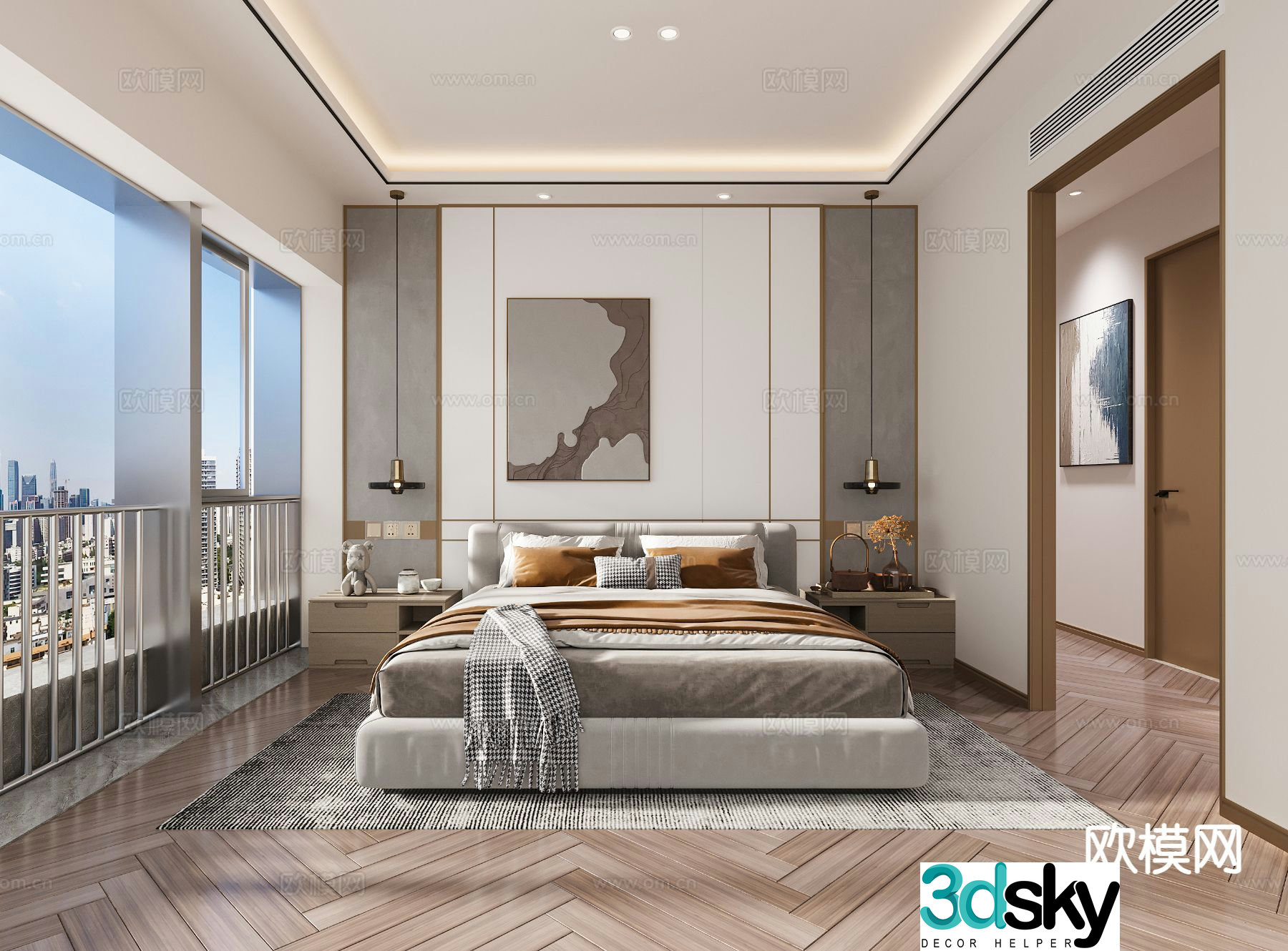 Modern bedroom master bedroom 3d model
