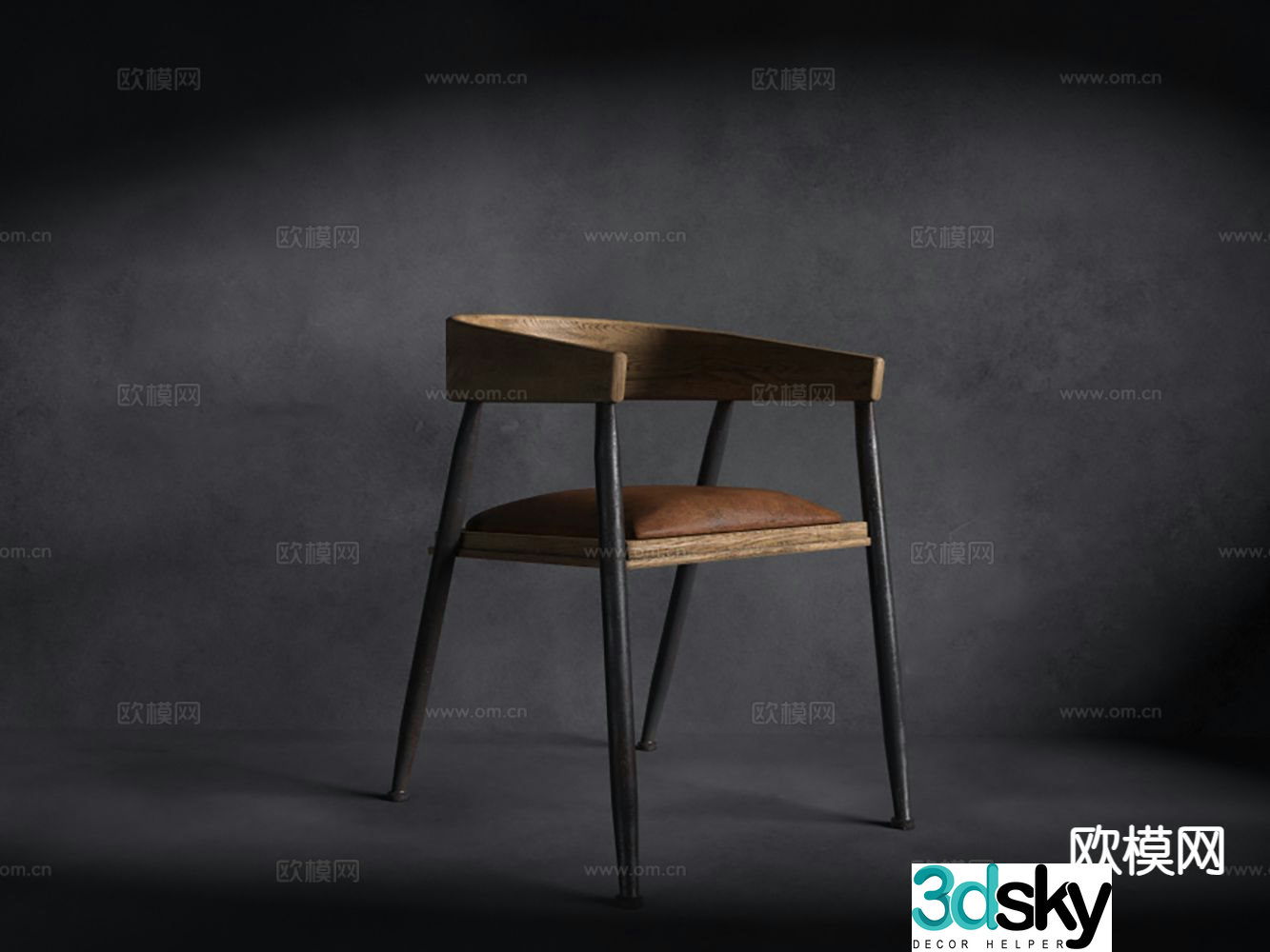 Industrial style chair single chair dining chair tea chair 3d model