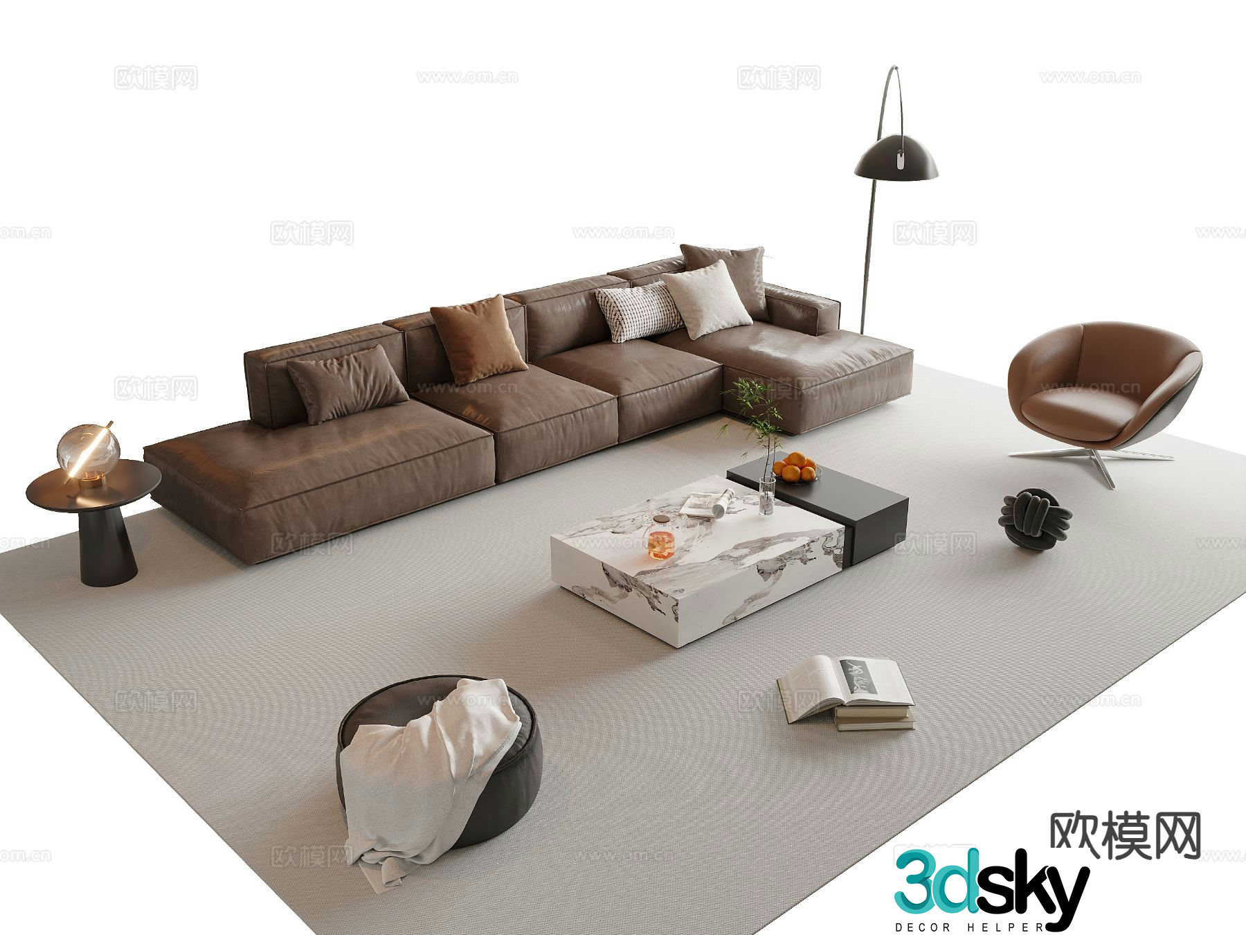 Italian sofa coffee table modular sofa 3d model