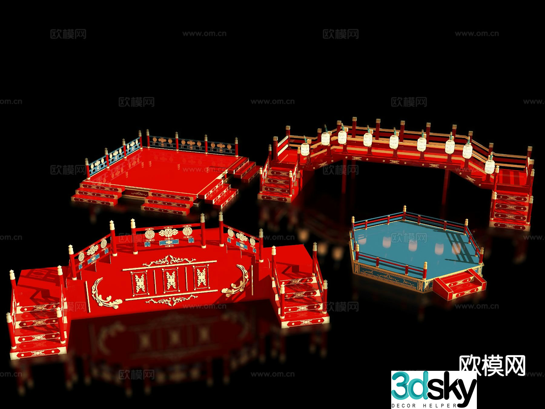 New Chinese style stage presentation ancient style film and television props 3D model