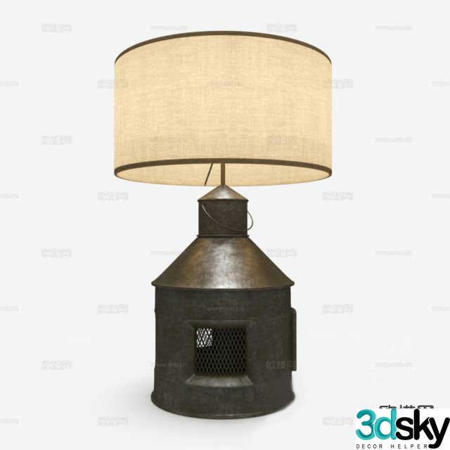 Medieval style retro desk lamp 3d model
