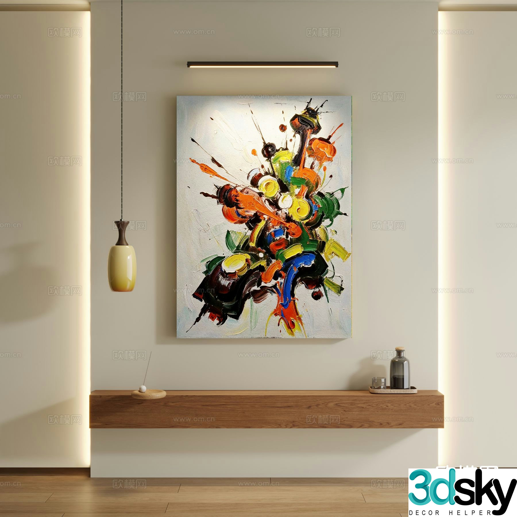 Modern texture painting decorative painting 3d model