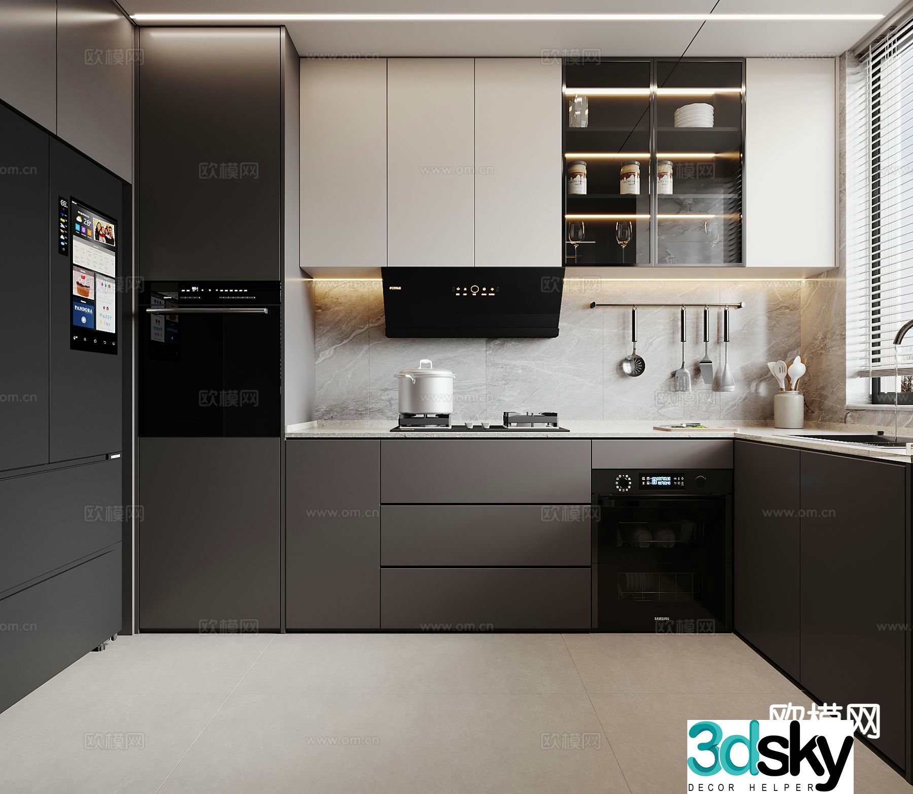 modern kitchen cabinet 3d model