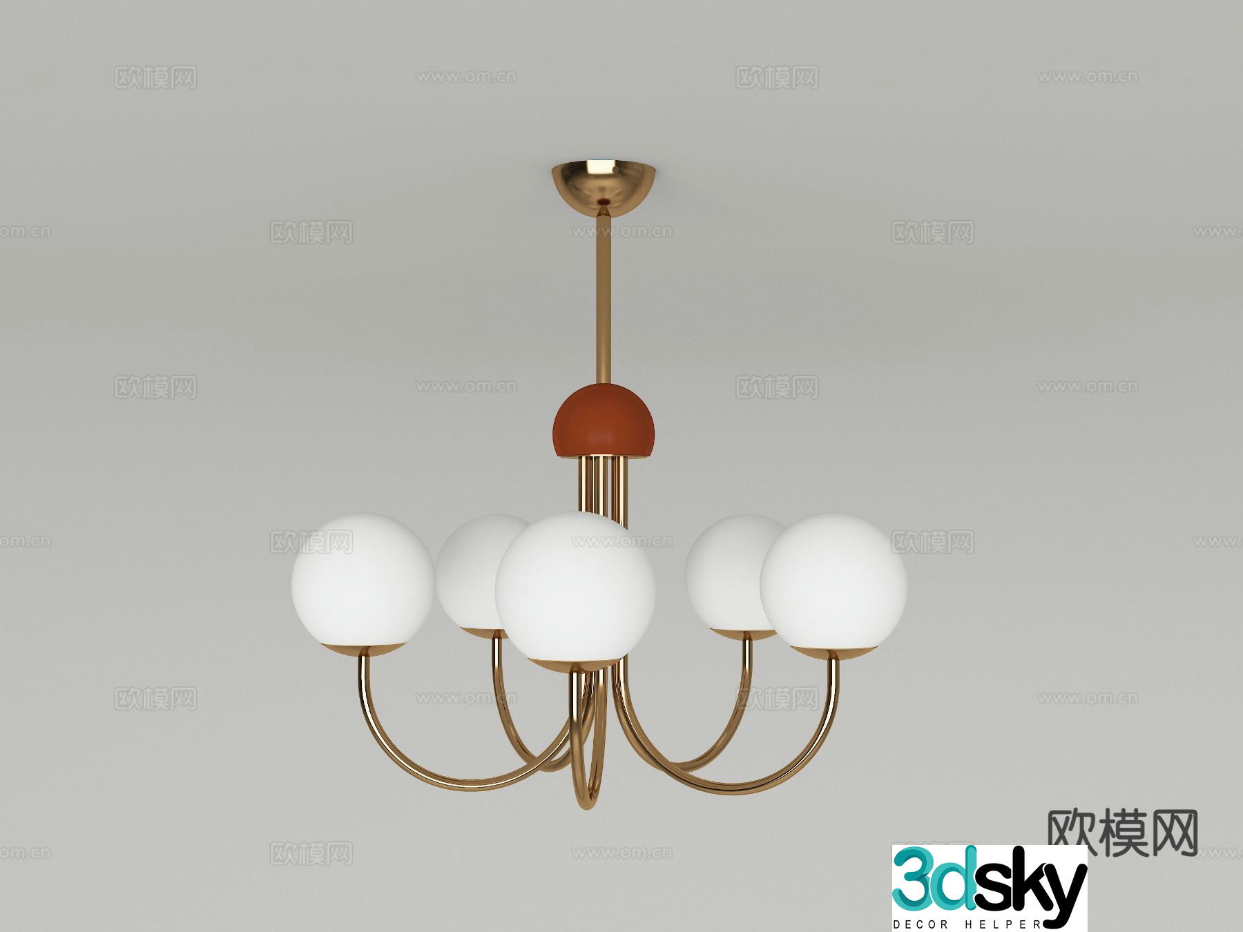 Modern multi-head chandelier 3d model