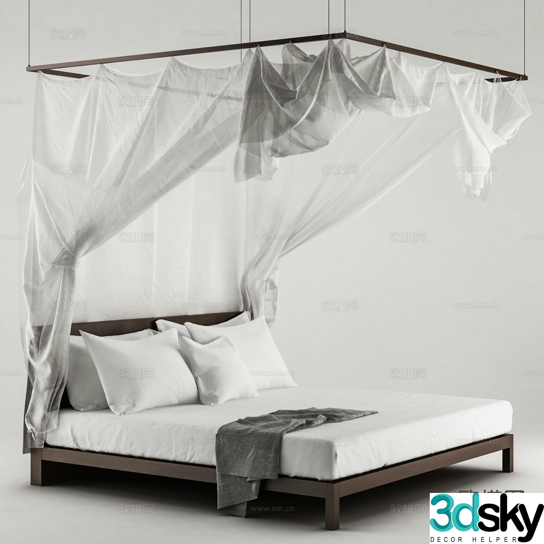 Modern double bed 3d model