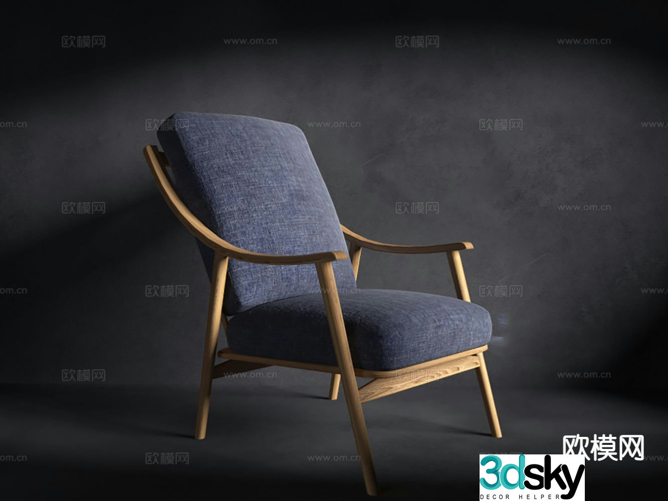 Modern solid wood chair tea chair leisure chair 3d model