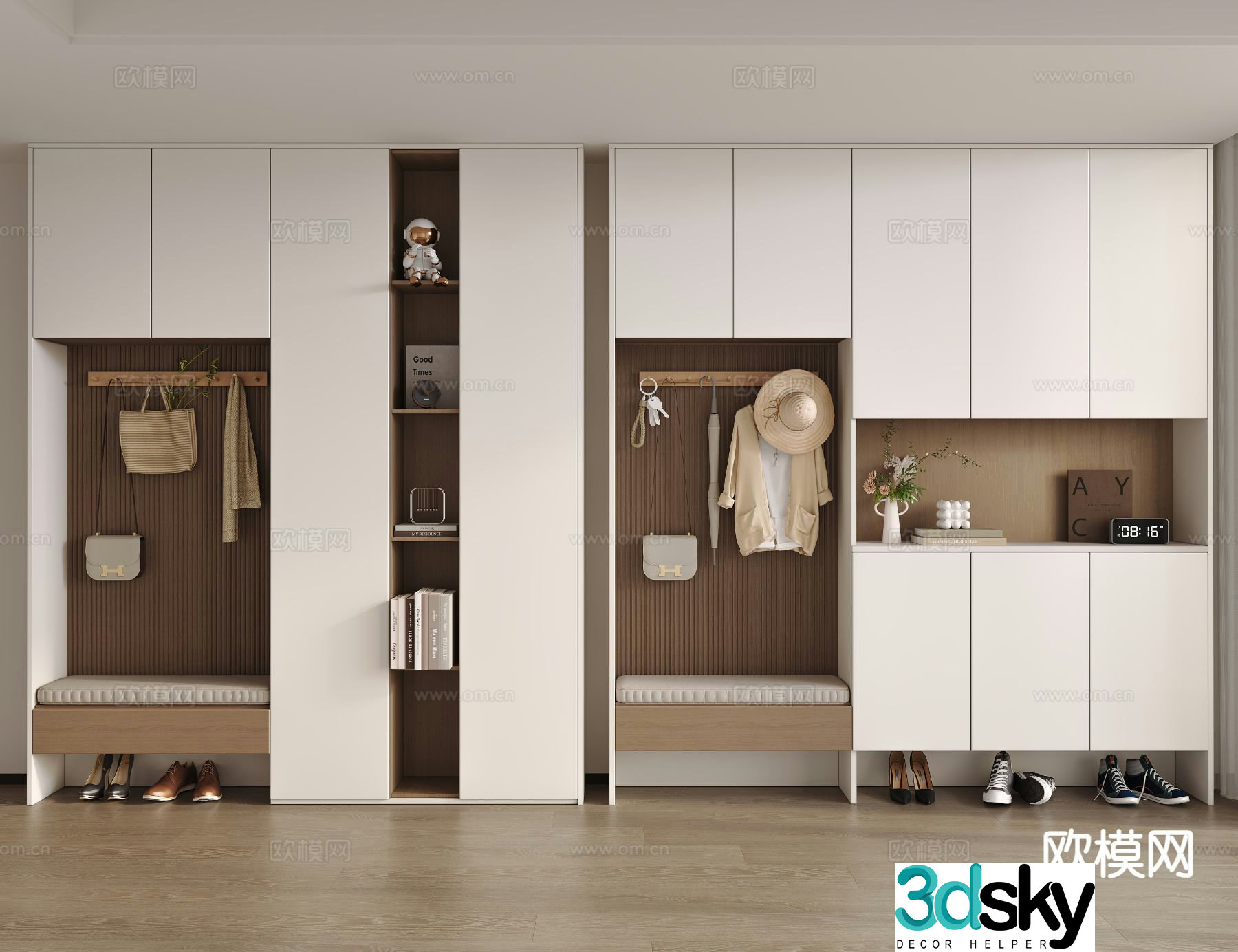 Modern entrance shoe cabinet 3D model