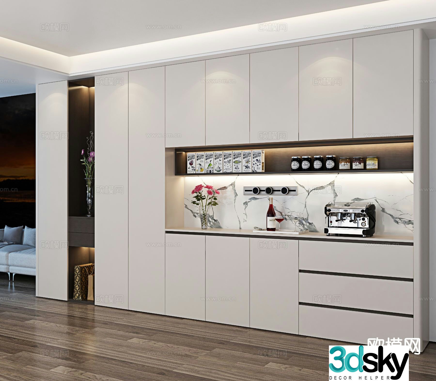 Modern sideboard wine cabinet 3d model