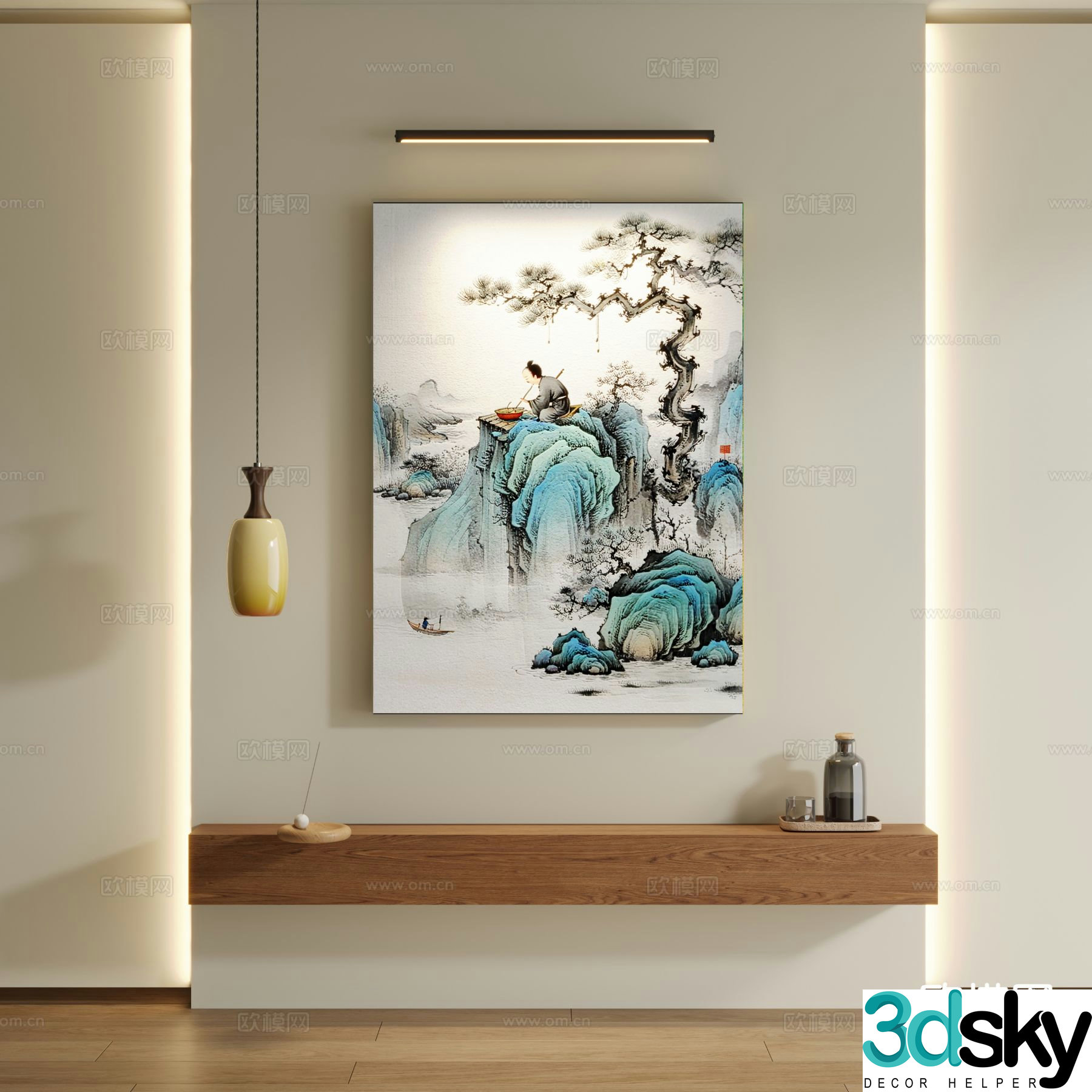 Chinese landscape painting ink painting decorative painting 3D model