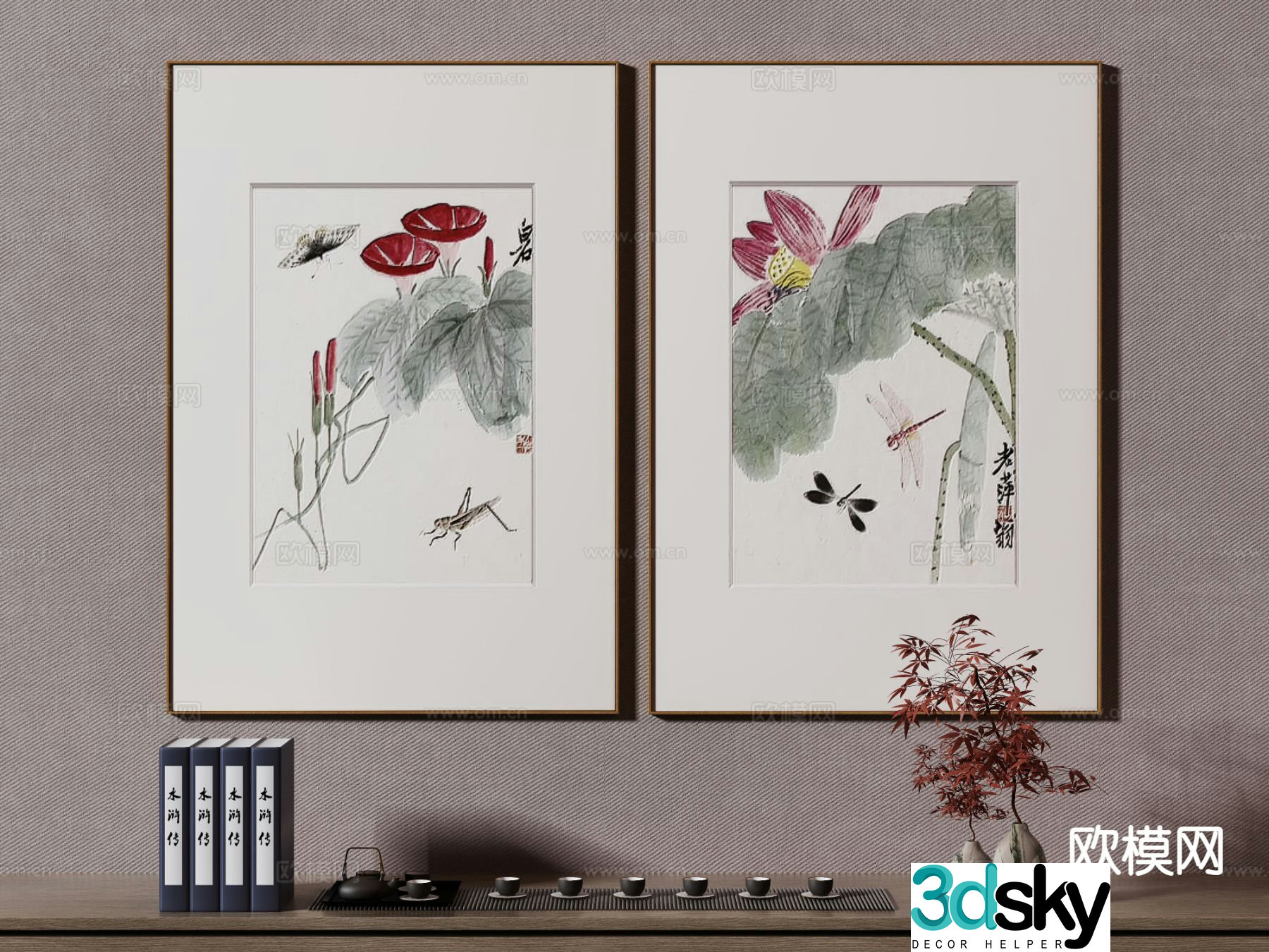 New Chinese style decorative painting 3d model