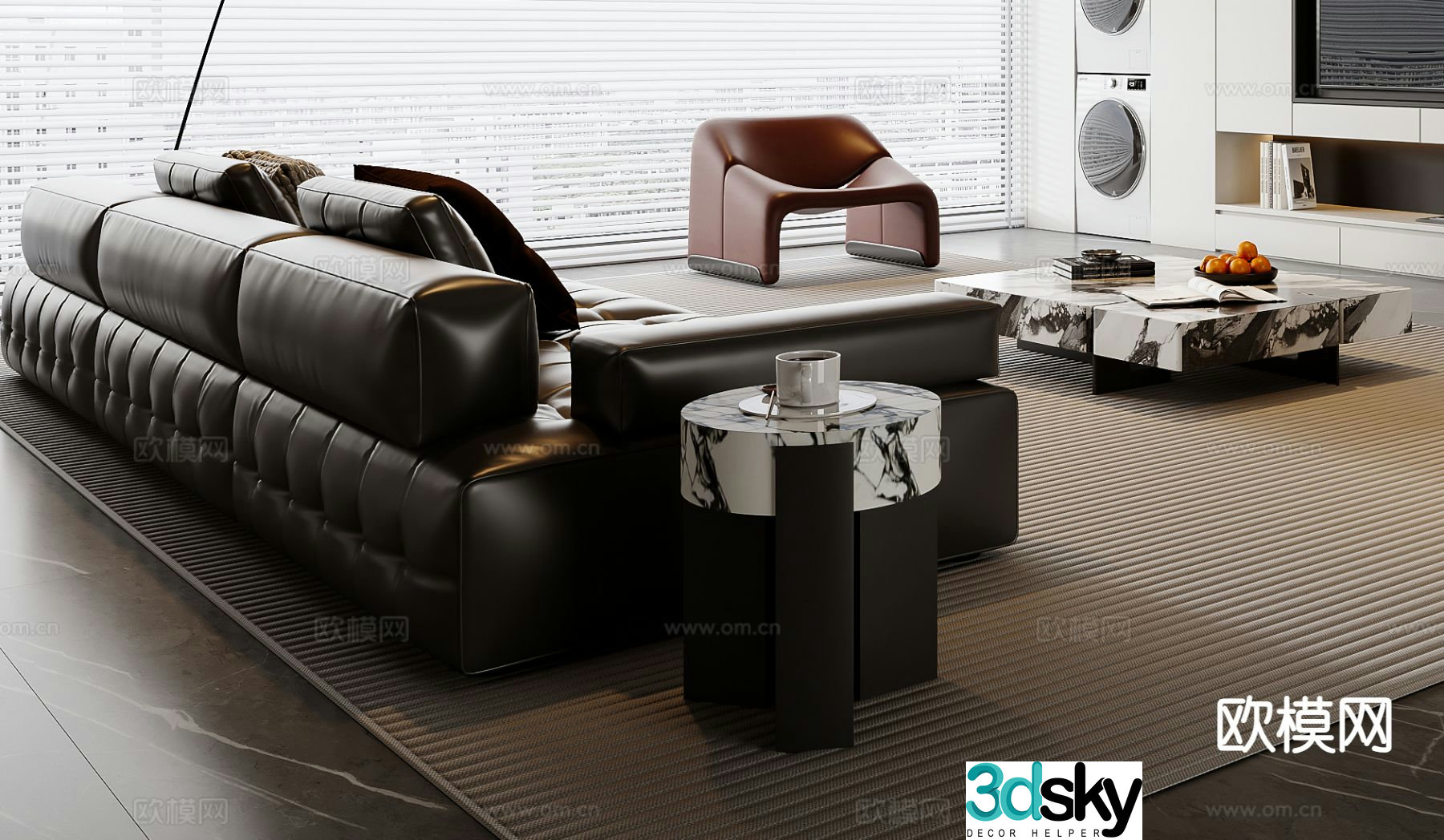 Italian sofa coffee table modular sofa 3d model