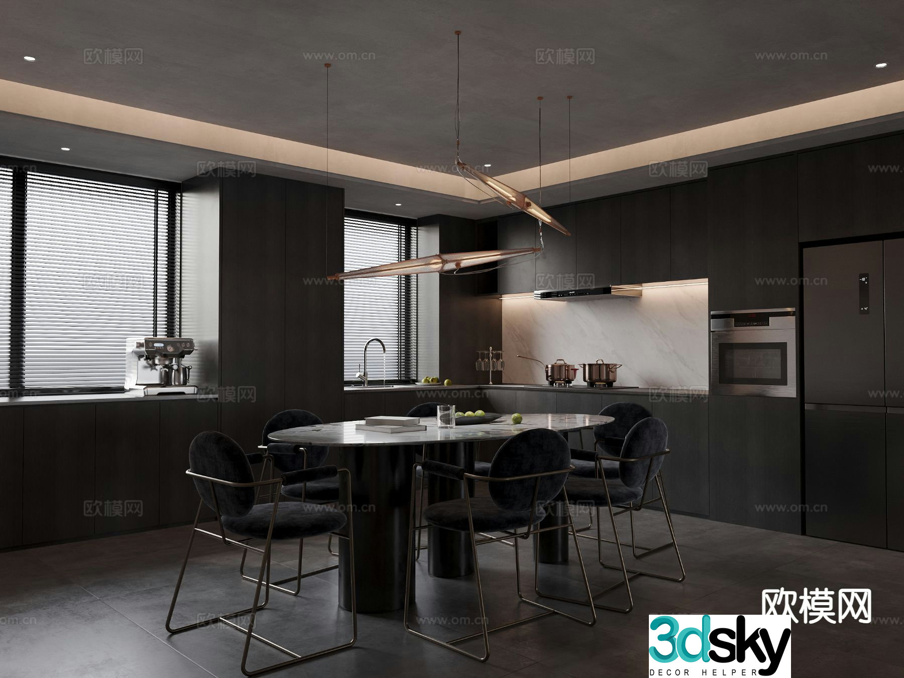 Dark style restaurant 3d model