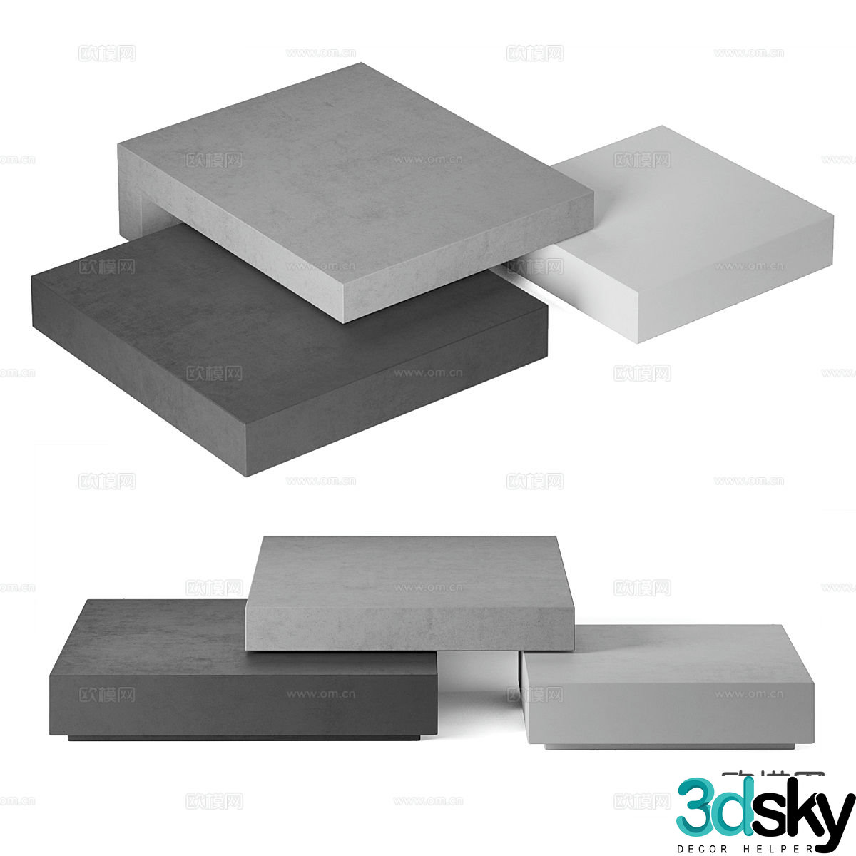 Modern square coffee table 3d model