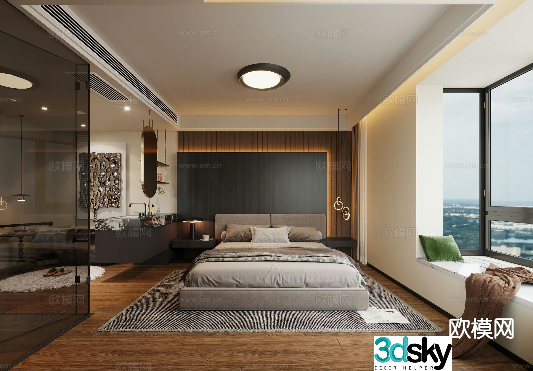 Modern bedroom master bedroom 3d model
