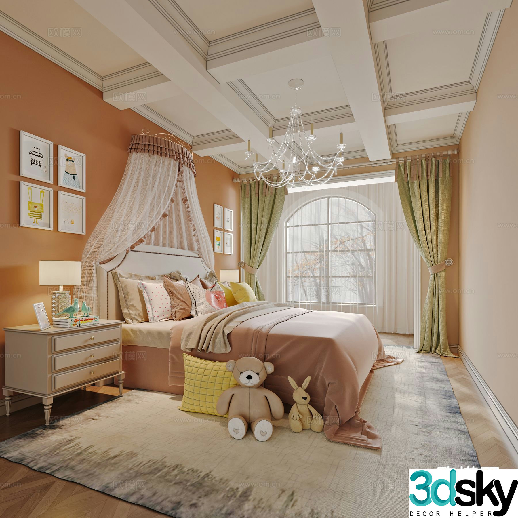 Simple European children’s room girl’s room child’s room 3D model
