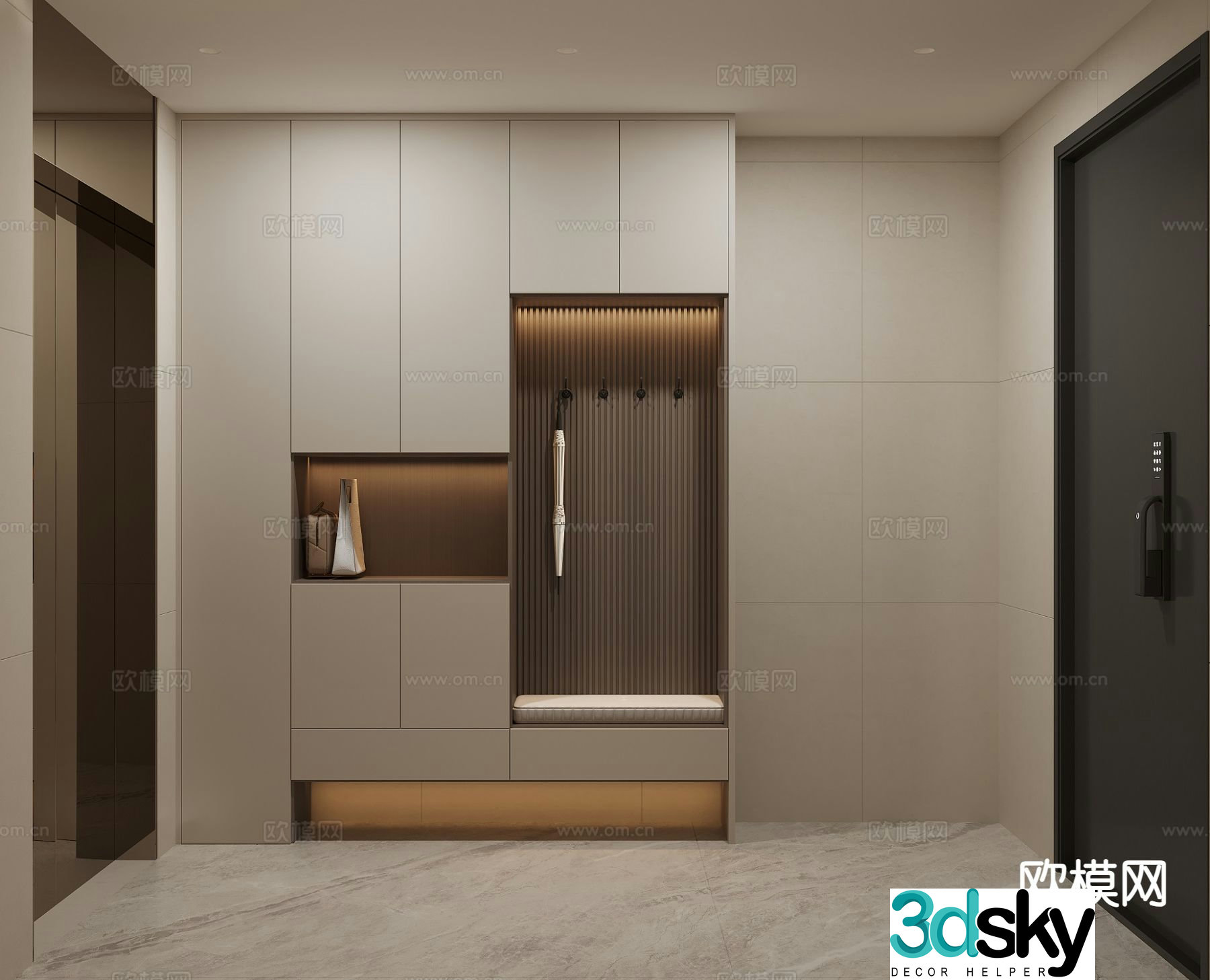Italian style entrance shoe cabinet 3D model