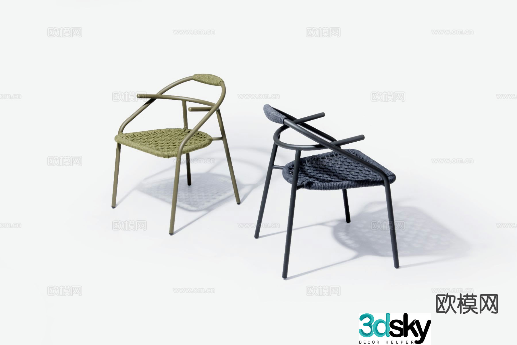 Modern outdoor chair patio chair rope leisure chair 3d model