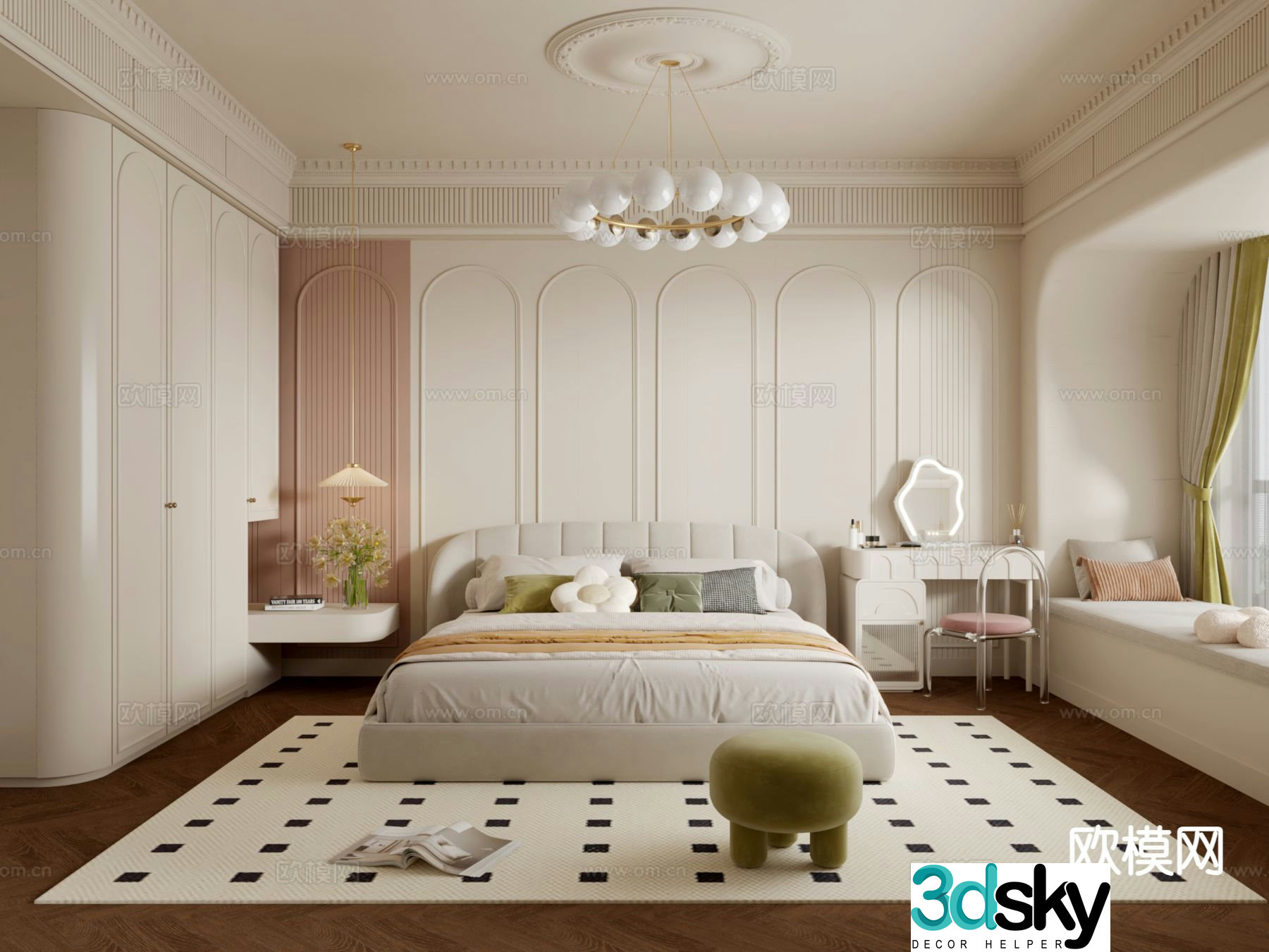 Cream style bedroom master bedroom 3d model