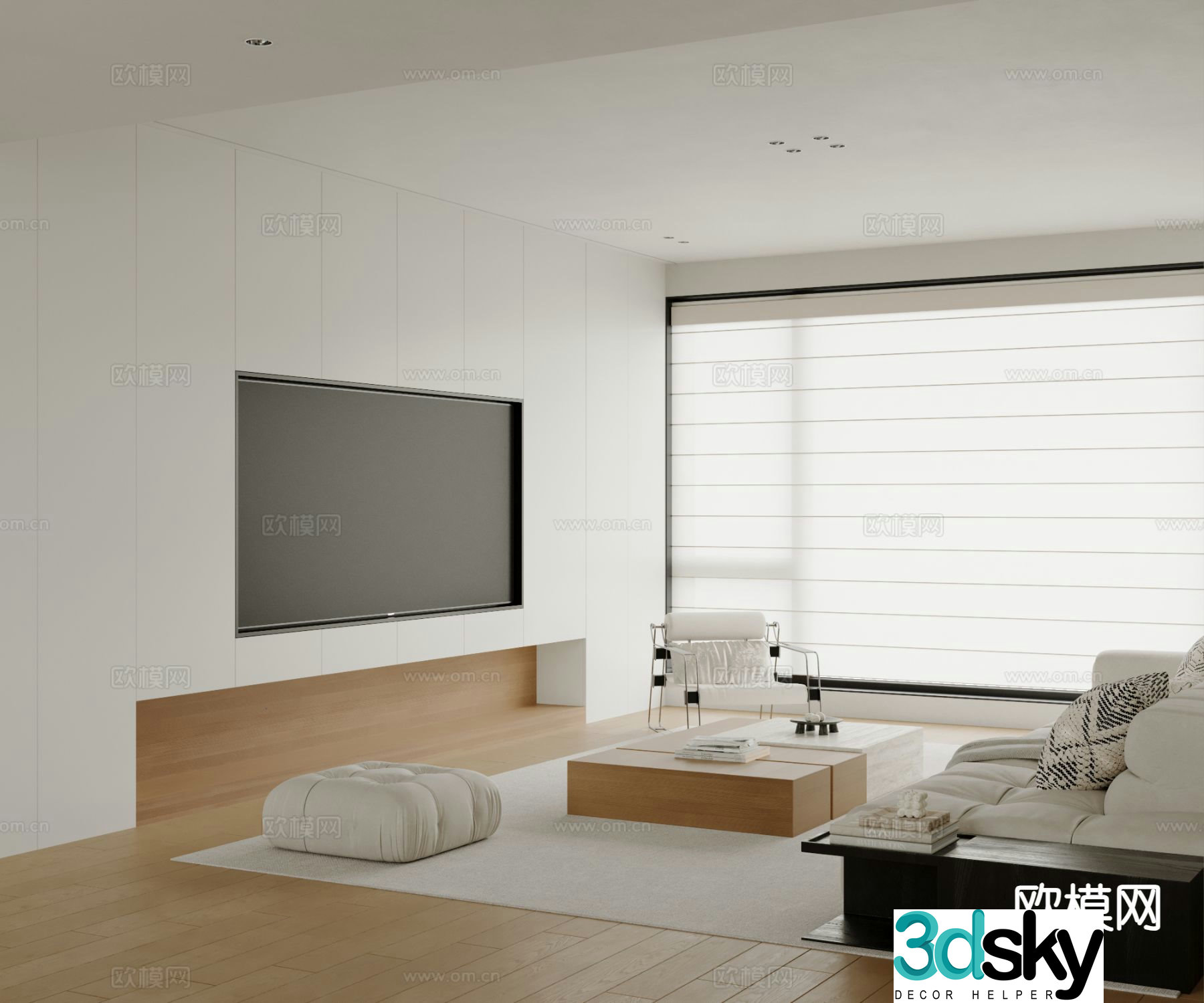 Modern minimalist living room 3d model
