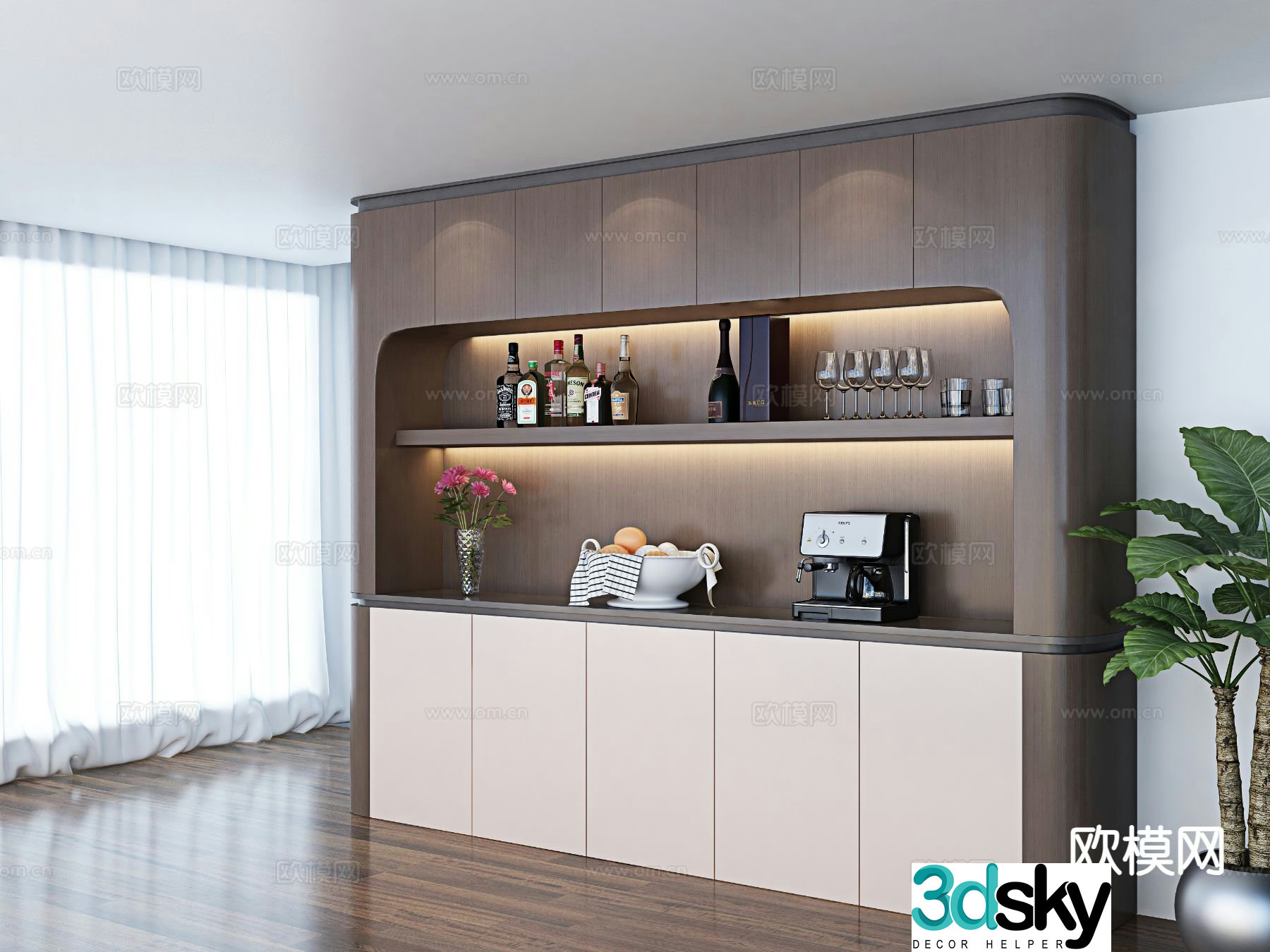 Modern wine cabinet sideboard 3d model