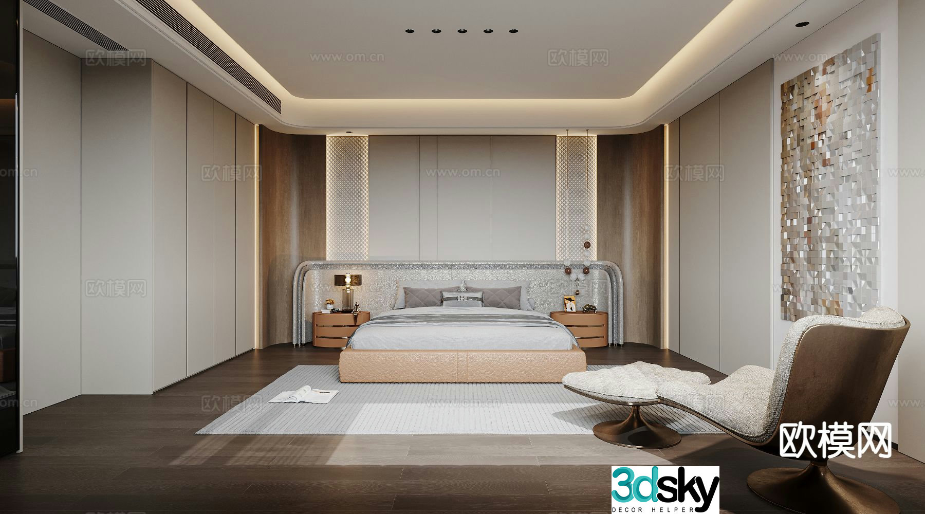 Modern bedroom master bedroom dressing room 3d model
