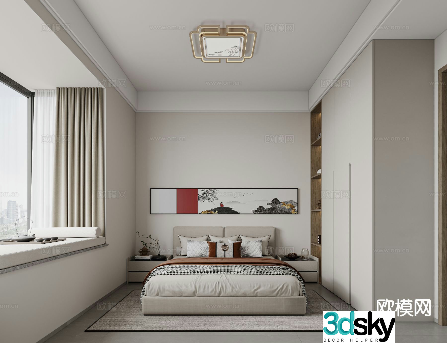 New Chinese style bedroom master bedroom 3d model