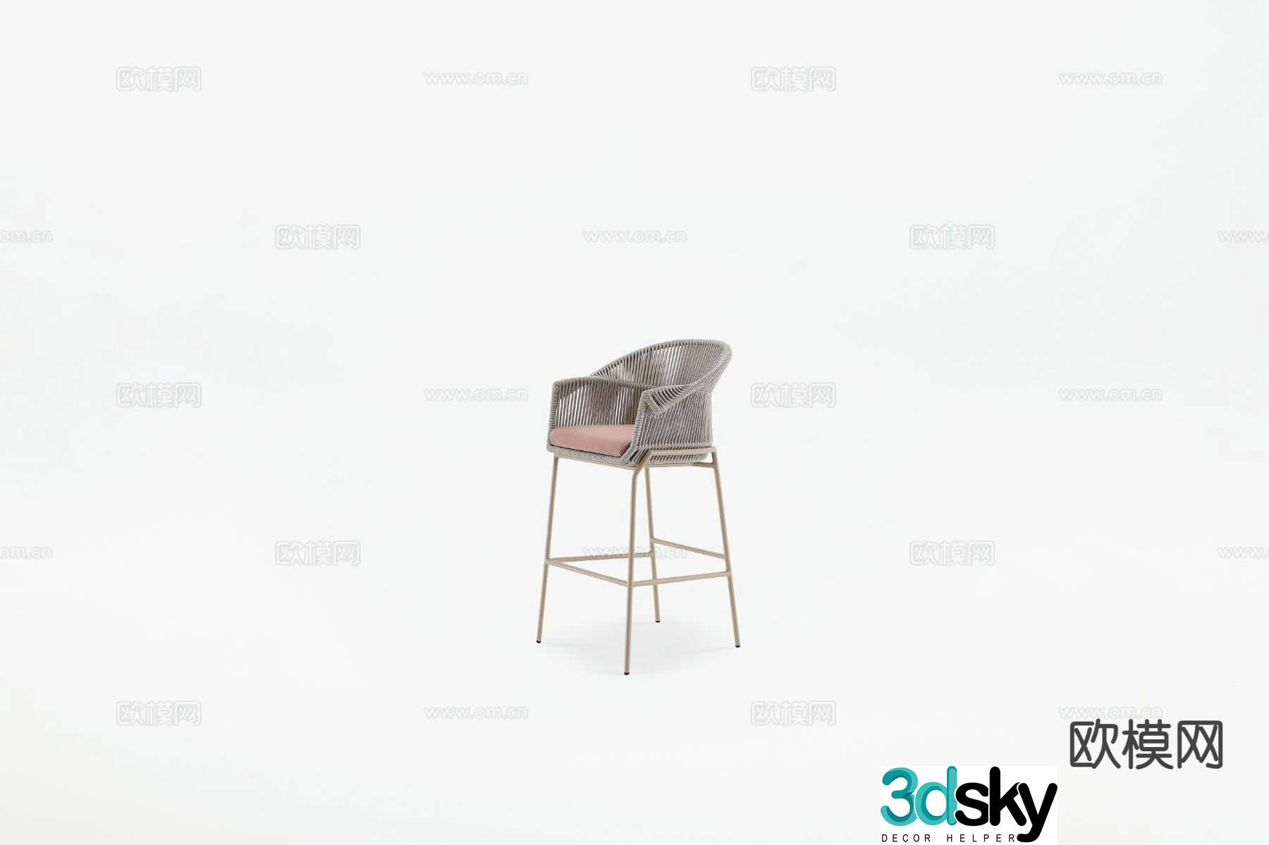Modern patio bar stool bar stool outdoor chair 3d model