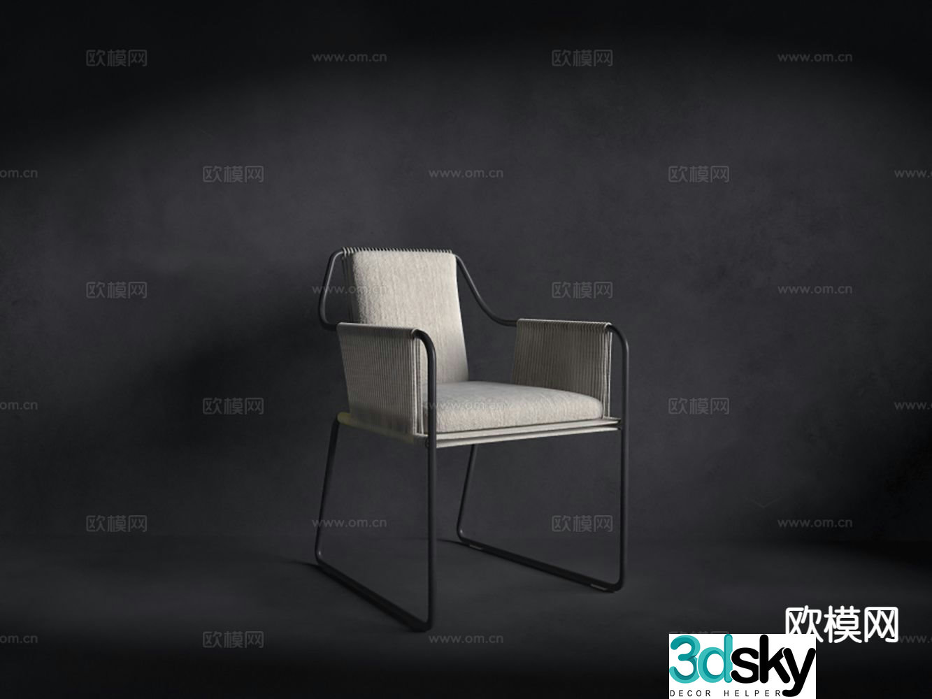 Dining chair single chair chair leisure chair tea chair 3d model