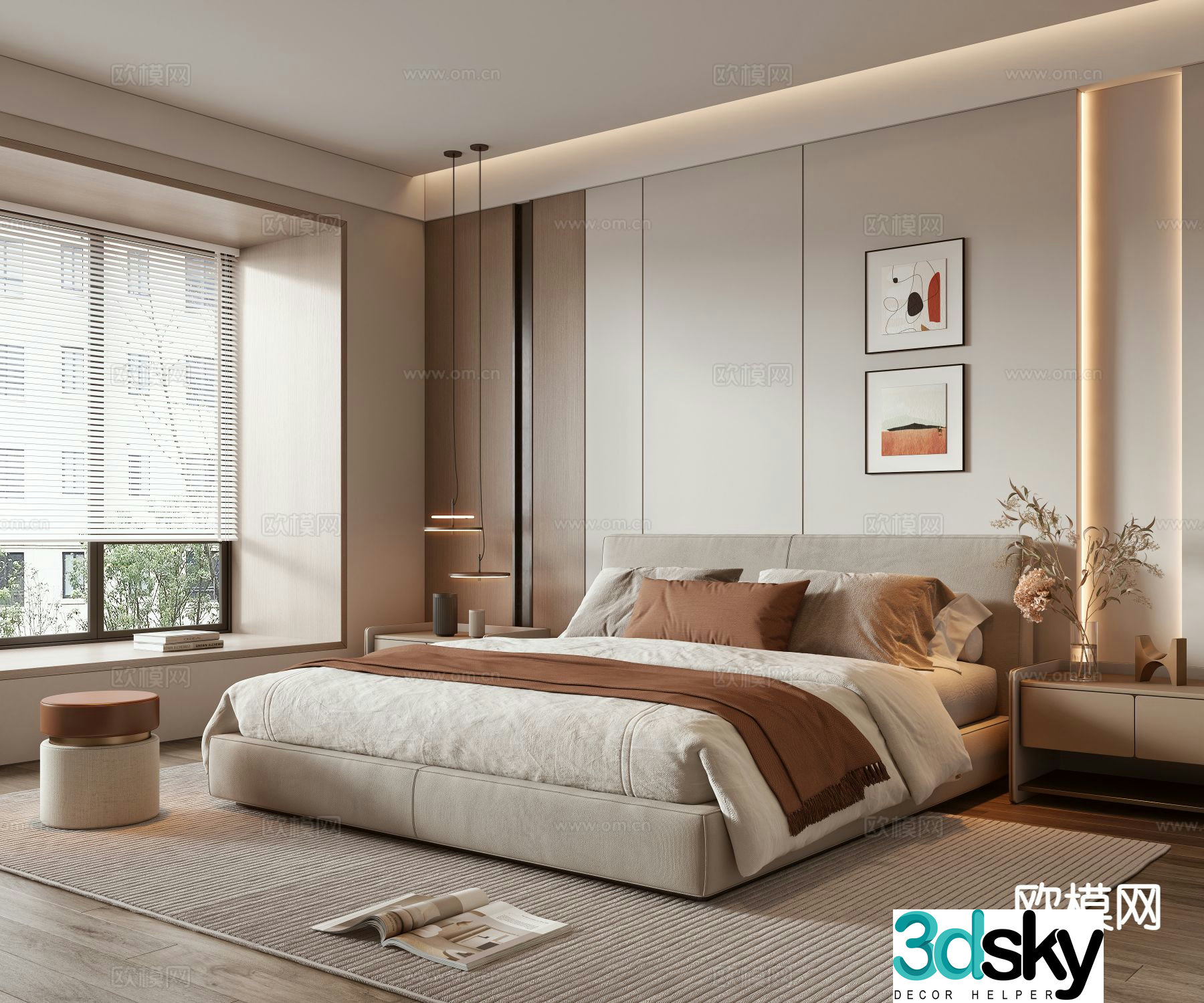 Modern bedroom master bedroom 3d model