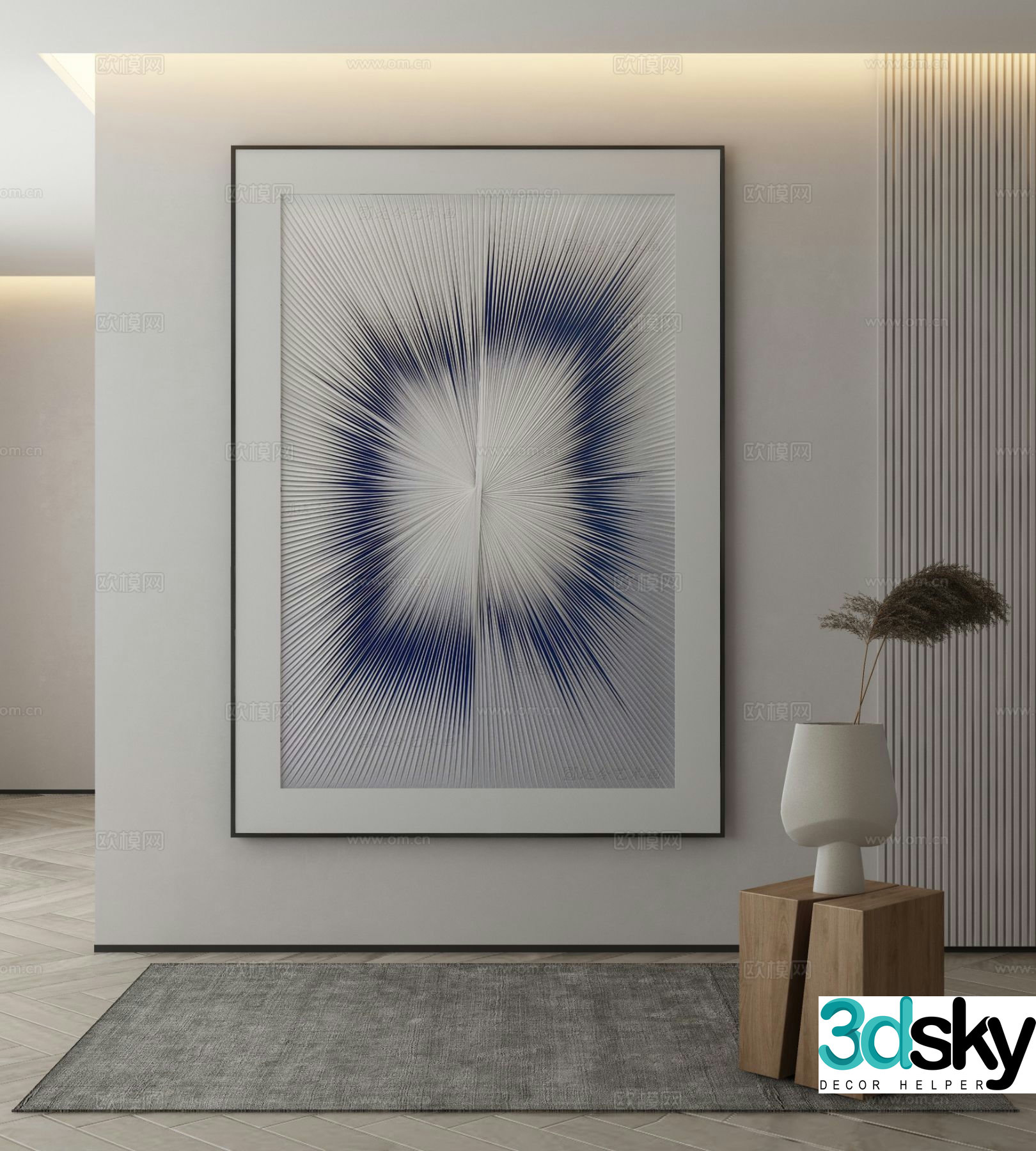 Modern texture painting decorative painting 3d model