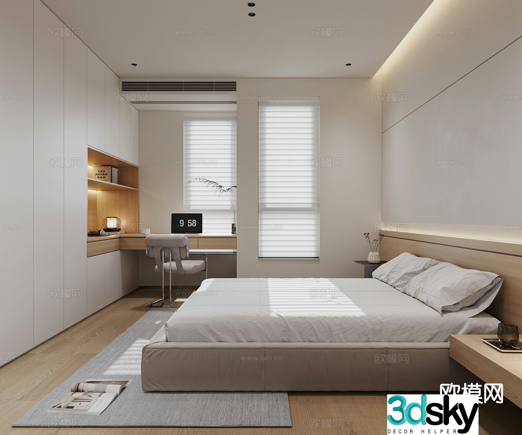 Nordic bedroom master bedroom 3d model