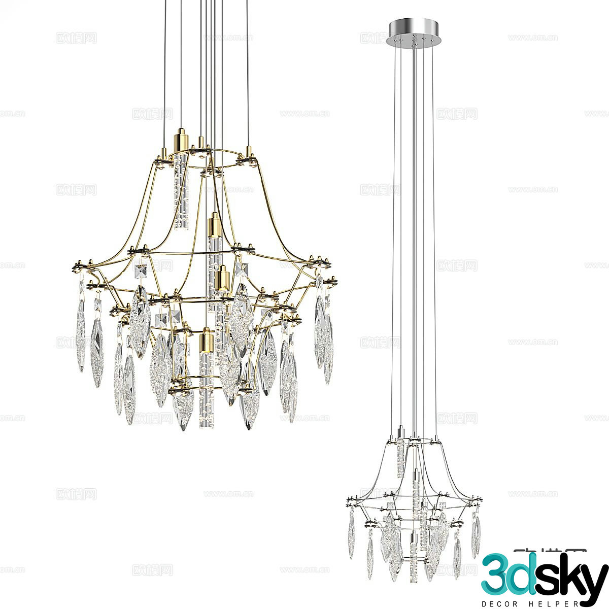 Light luxury crystal lamp chandelier 3d model