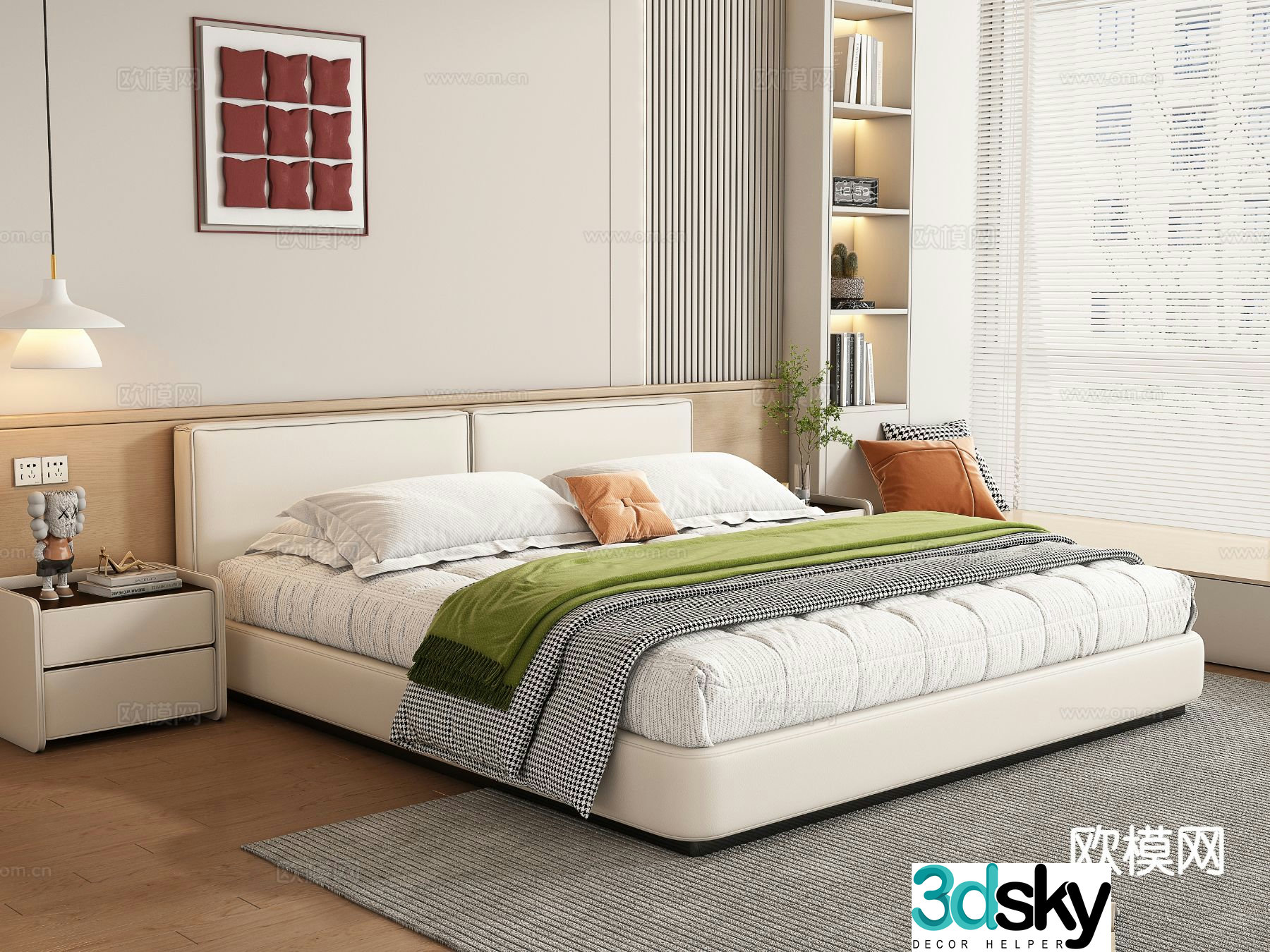 Modern double bed 3d model