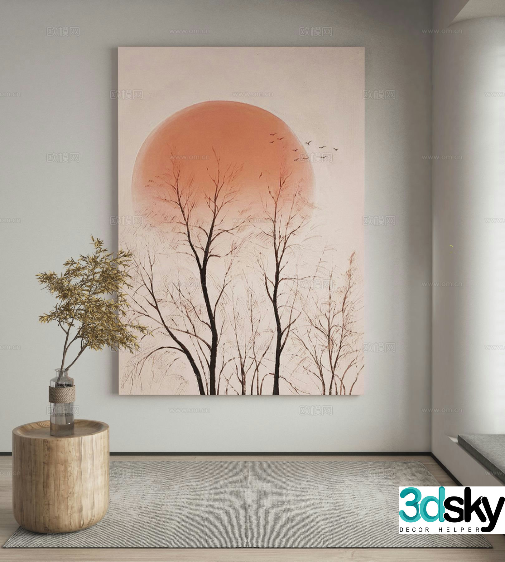 Modern decorative painting Zen hanging painting 3D model