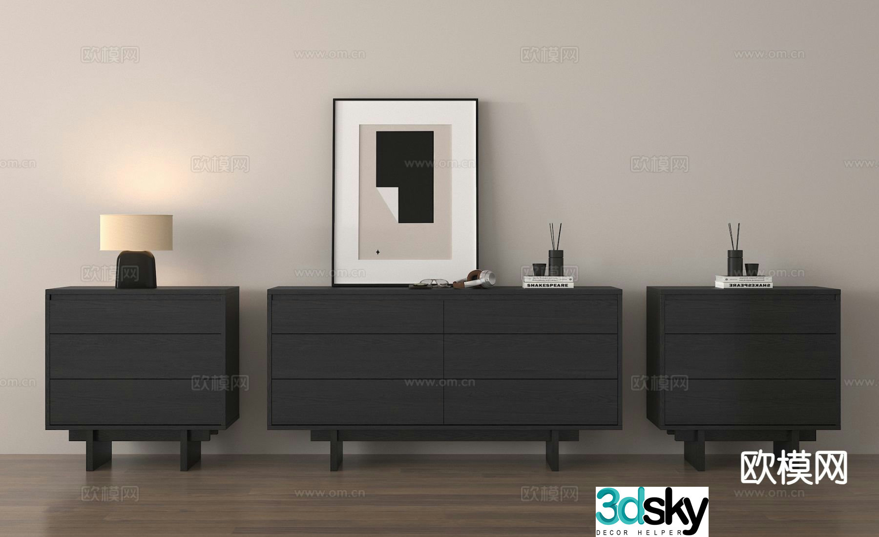 Medieval style side cabinet chest of drawers chest of drawers 3D model