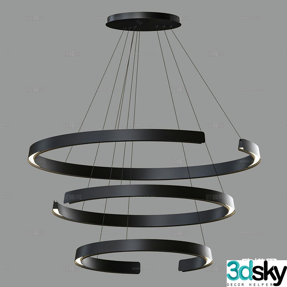 Modern ring chandelier dining room chandelier 3d model