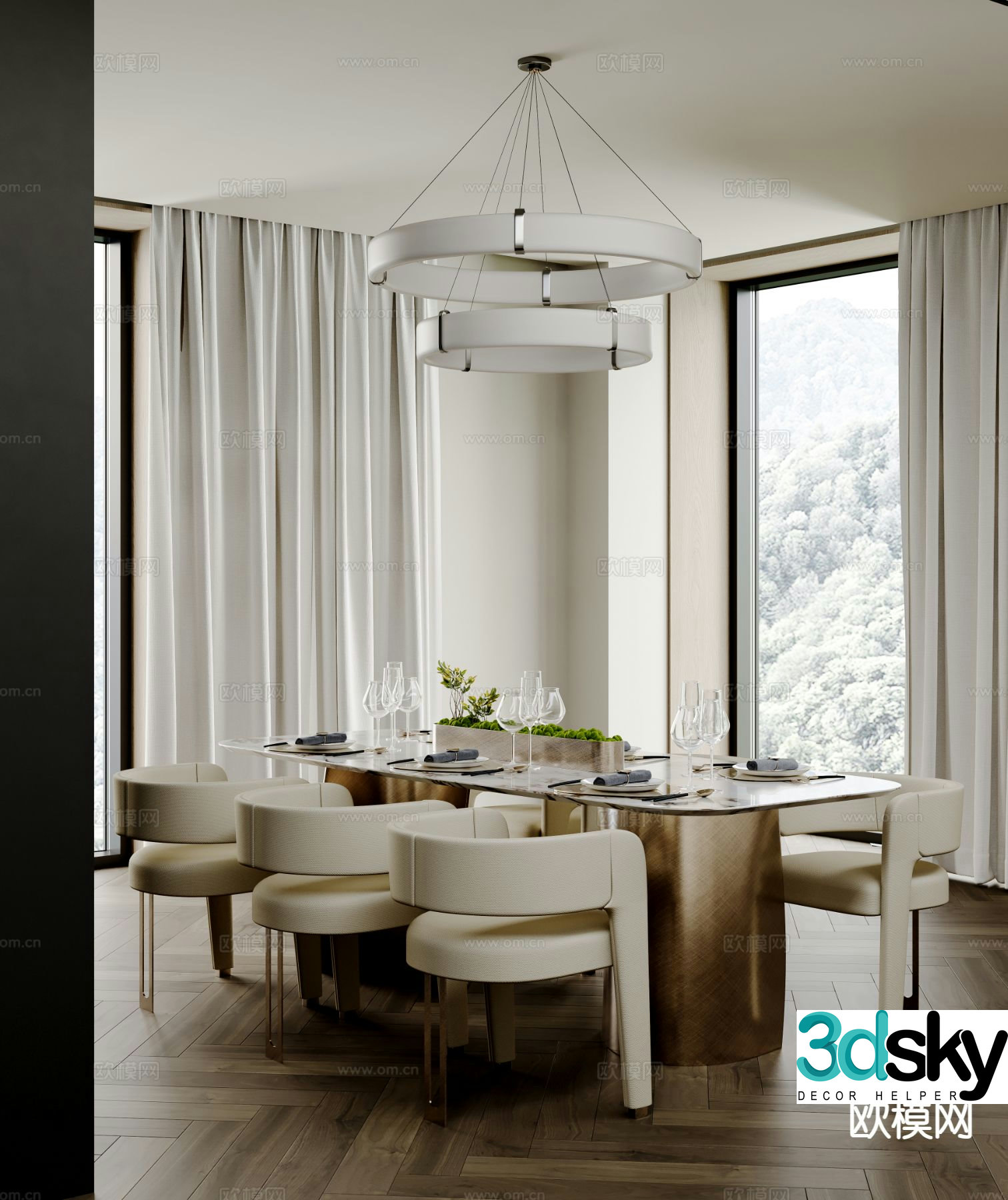 Light luxury restaurant 3D model