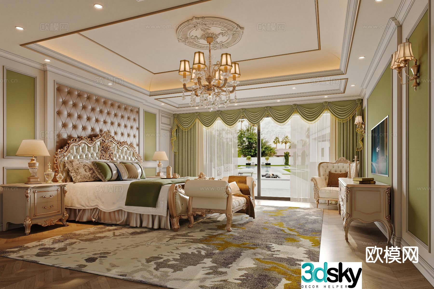 European style bedroom master bedroom 3d model