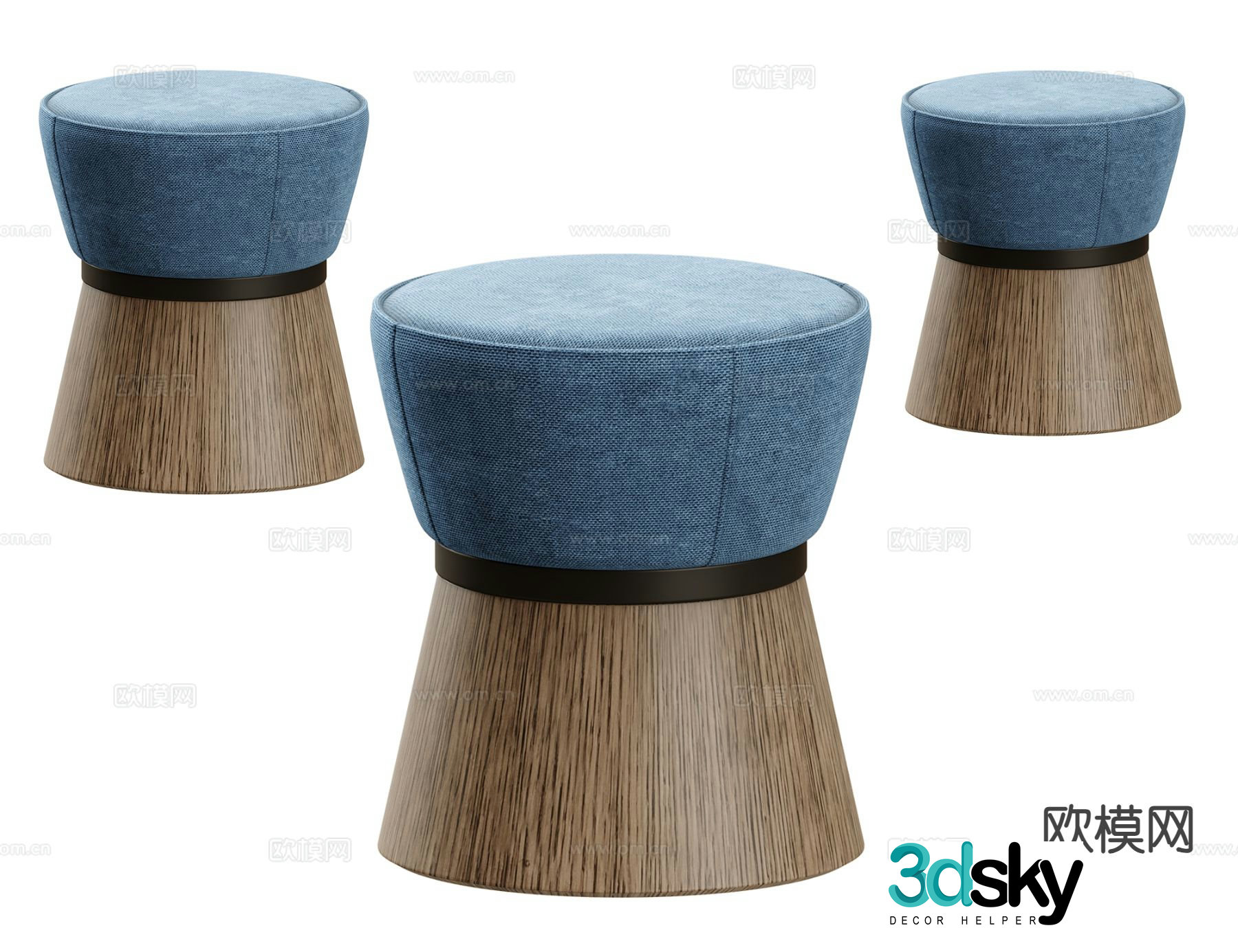 European round stool low stool shoe changing stool stool 3D model