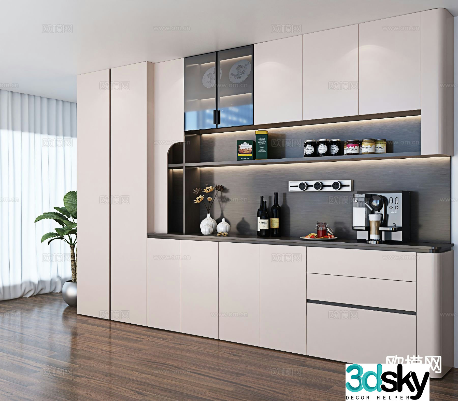 Modern sideboard wine cabinet 3d model