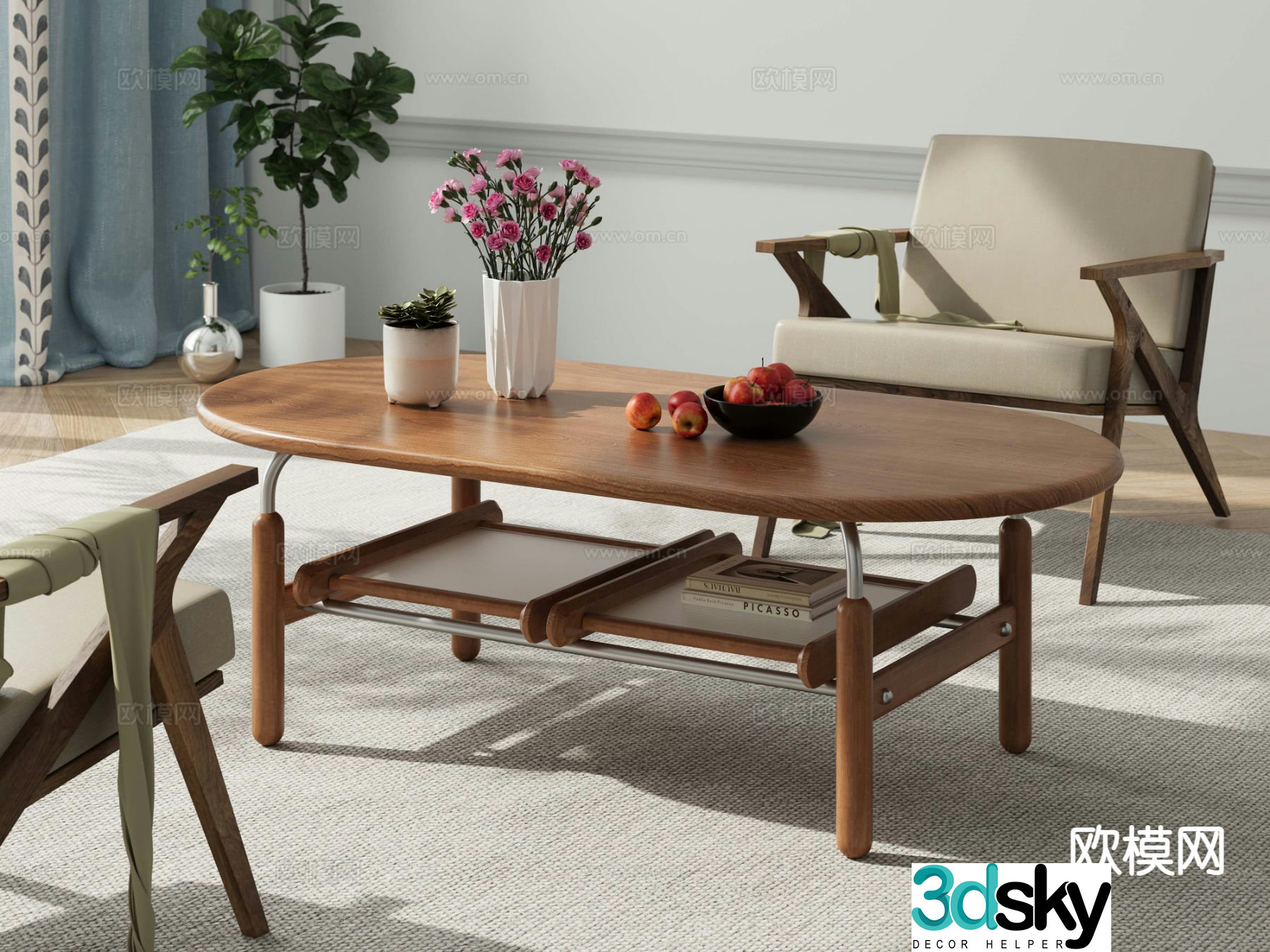 Log style coffee table 3d model