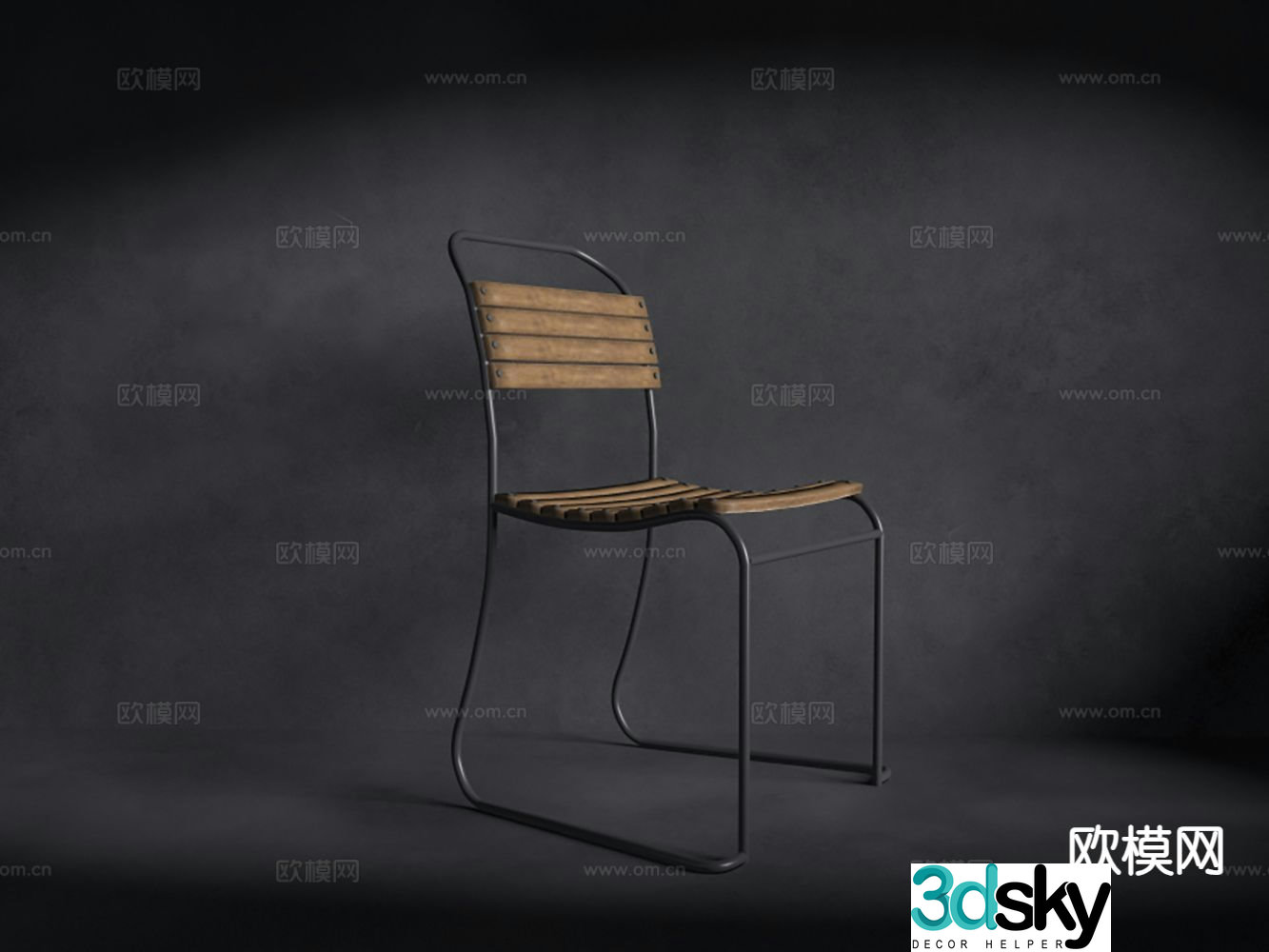 Industrial style dining chair single chair chair 3d model
