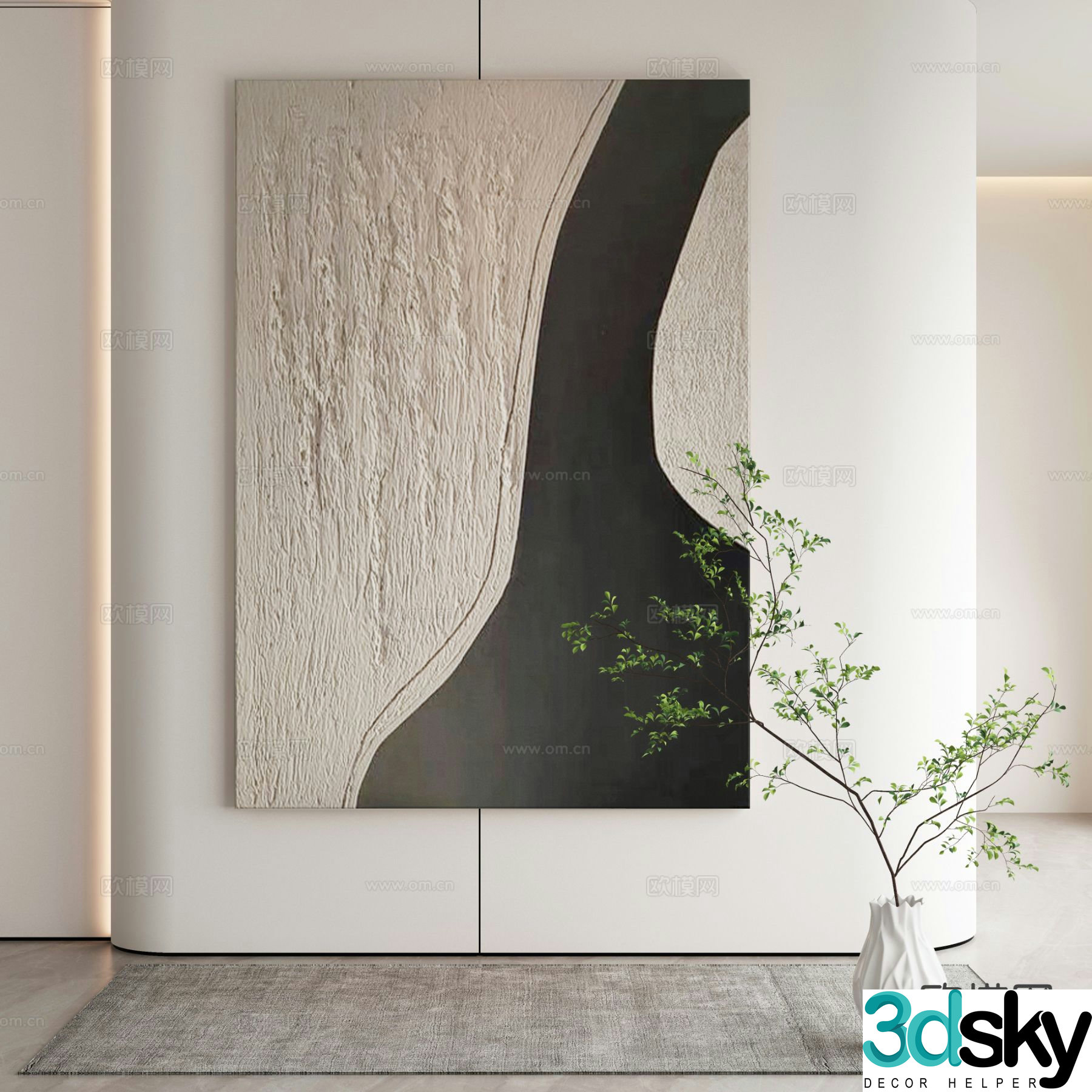 Modern texture painting decorative painting 3d model