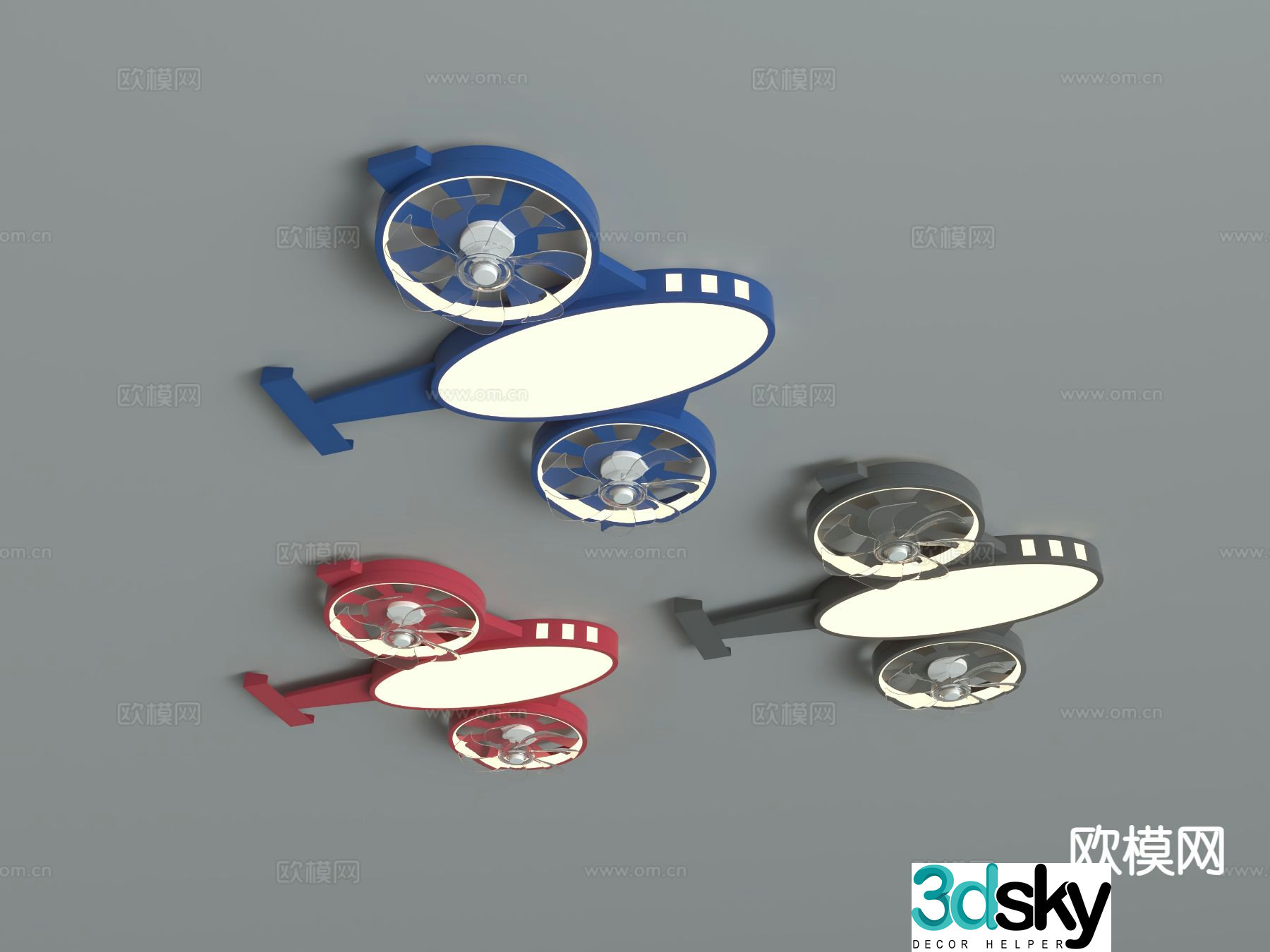 Children’s fan ceiling lamp 3d model