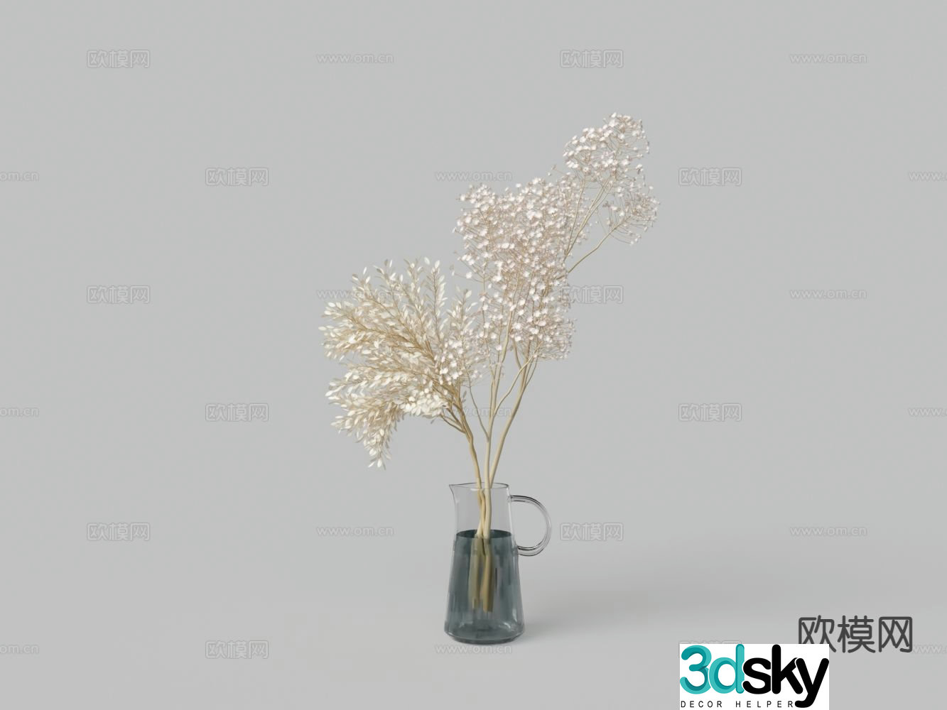 glass vase floral 3d model