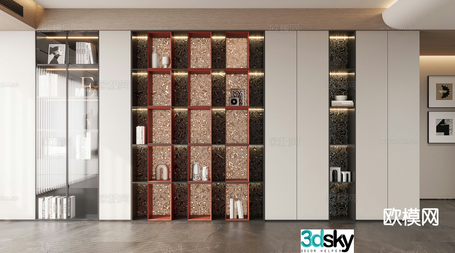 Light luxury bookcase 3D model